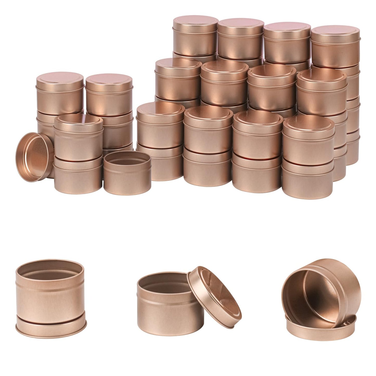 IHDYPPEW 48 Pack 4 oz Rose Gold Tins with Lids, Candle Containers, Empty Candle Jars Bulk, Candle Jars for Making Candles, Candle Supplies for Party Favors, Spices, Jewelry, Cosmetics