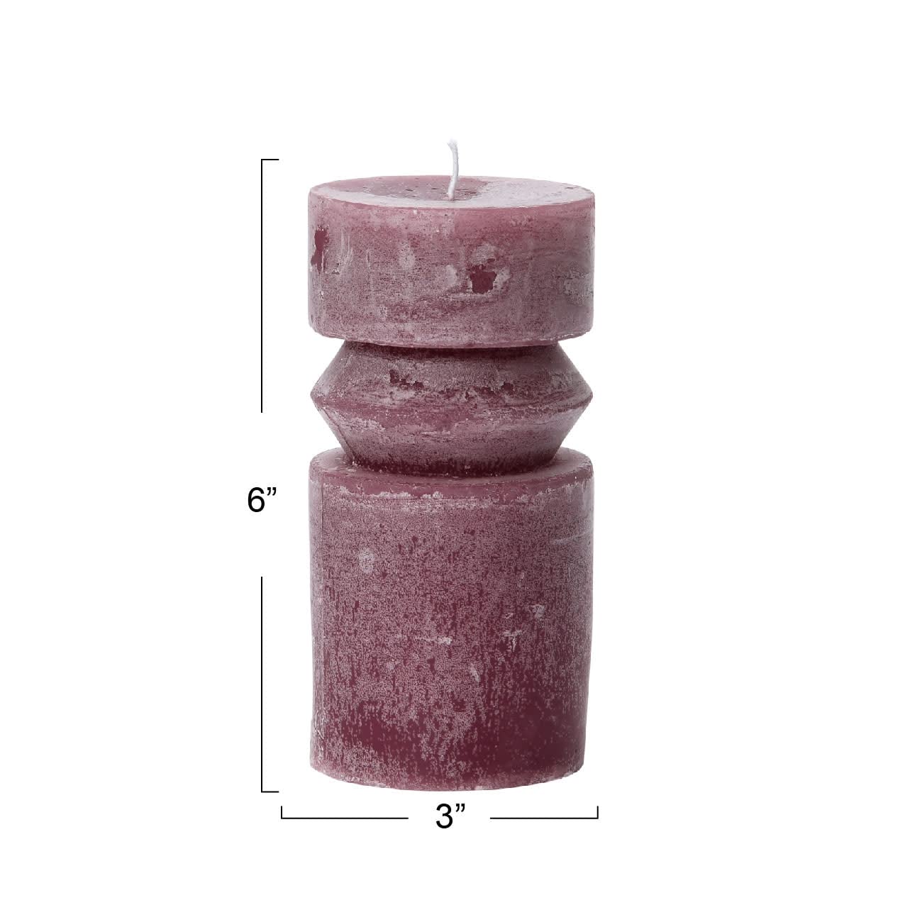 Creative Co-Op Unscented Totem Pillar, Pinot Candles, 3" L x 3" W x 6" H, Purple