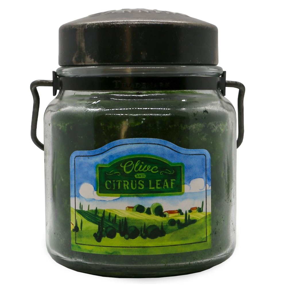 McCall’s Candles | Olive & Citrus Leaf | 16 oz Scented Candle | USA-Poured | Vintage Rustic Jar with Carrying Handle | Fresh Spring-Inspired Fragrance