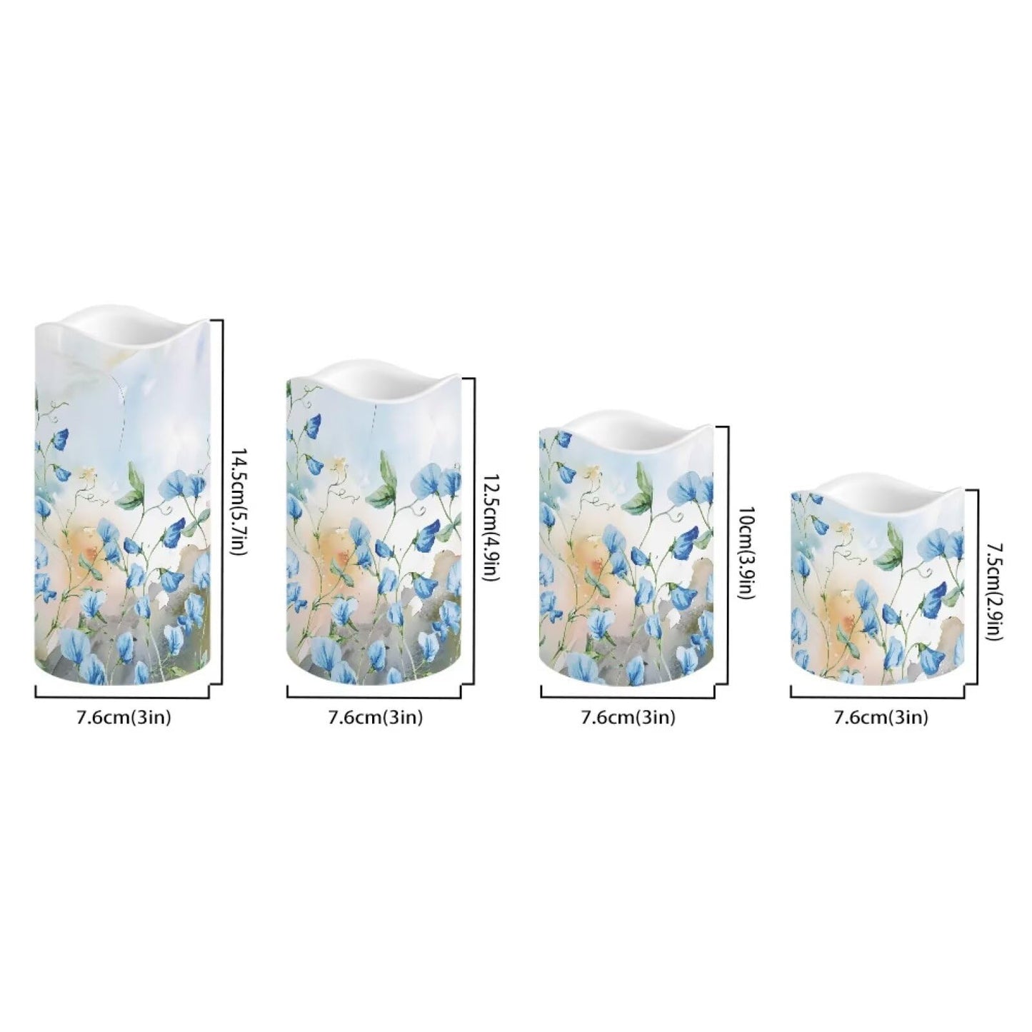 Ystardream Blue Flower Led Flameless Candles Valentine's Day Decorations Electric Christmas Candles for Windows,Unscented,Safe for Families with Pet(s) or Young Child(ren)