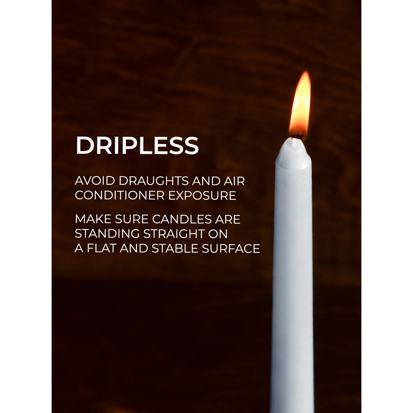 Candwax 10 inch Tapered Candles Set of 12 - Dripless and Unscented Candlesticks - Perfect as Dinner and Household - Light Gray