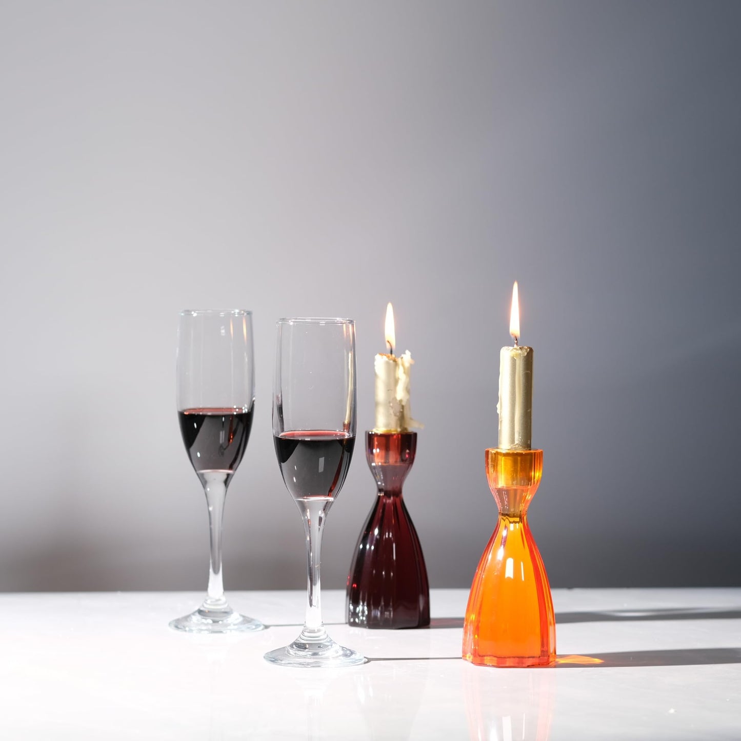 ICNBUYS Twizzle Twist Candle Holder, Decorative Candlestick for Table Display, Romantic Decoration, Unique Home DÉCOR Aesthetic, Housewarming Gift, Orange Height 5.7 inches Set of 2 - Resin