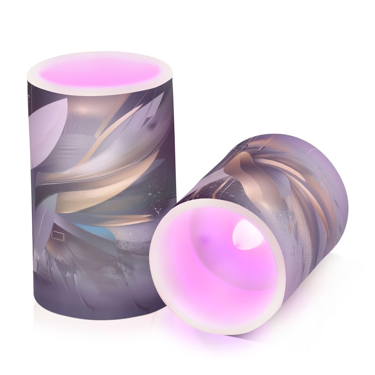 LFICRTAN Abstract Shapes Gold and Black Flameless Candles Battery Operated Color Changing LED Candles with Remote Control Timer Outdoor Indoor 2 Pack