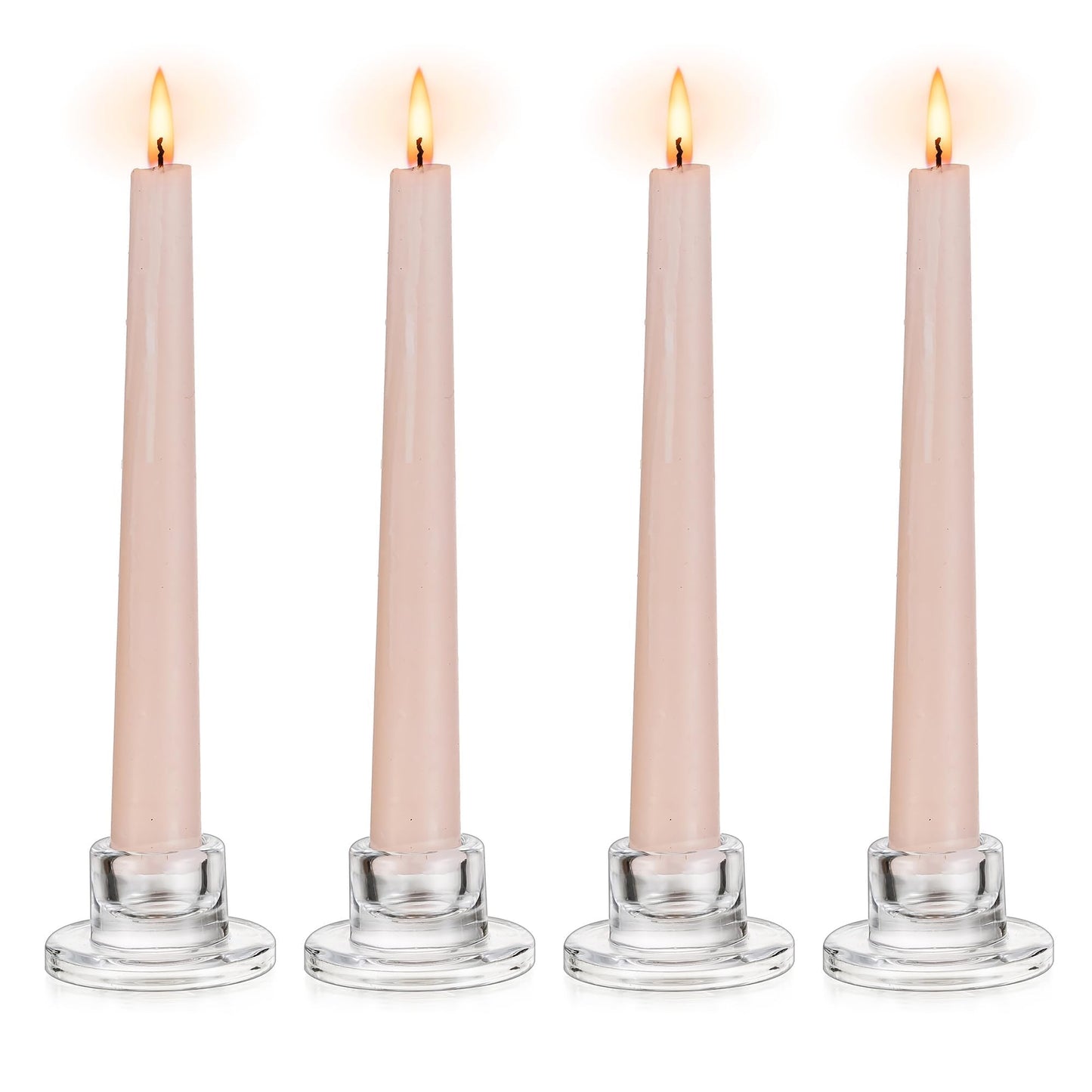 Glasseam Glass Tapered Candlestick Holders: Small Taper Candle Holders Set of 4 Clear Candle Sticks Holder for Table Centerpiece Short Modern Candle Holder for Wedding Christmas Home Decoration