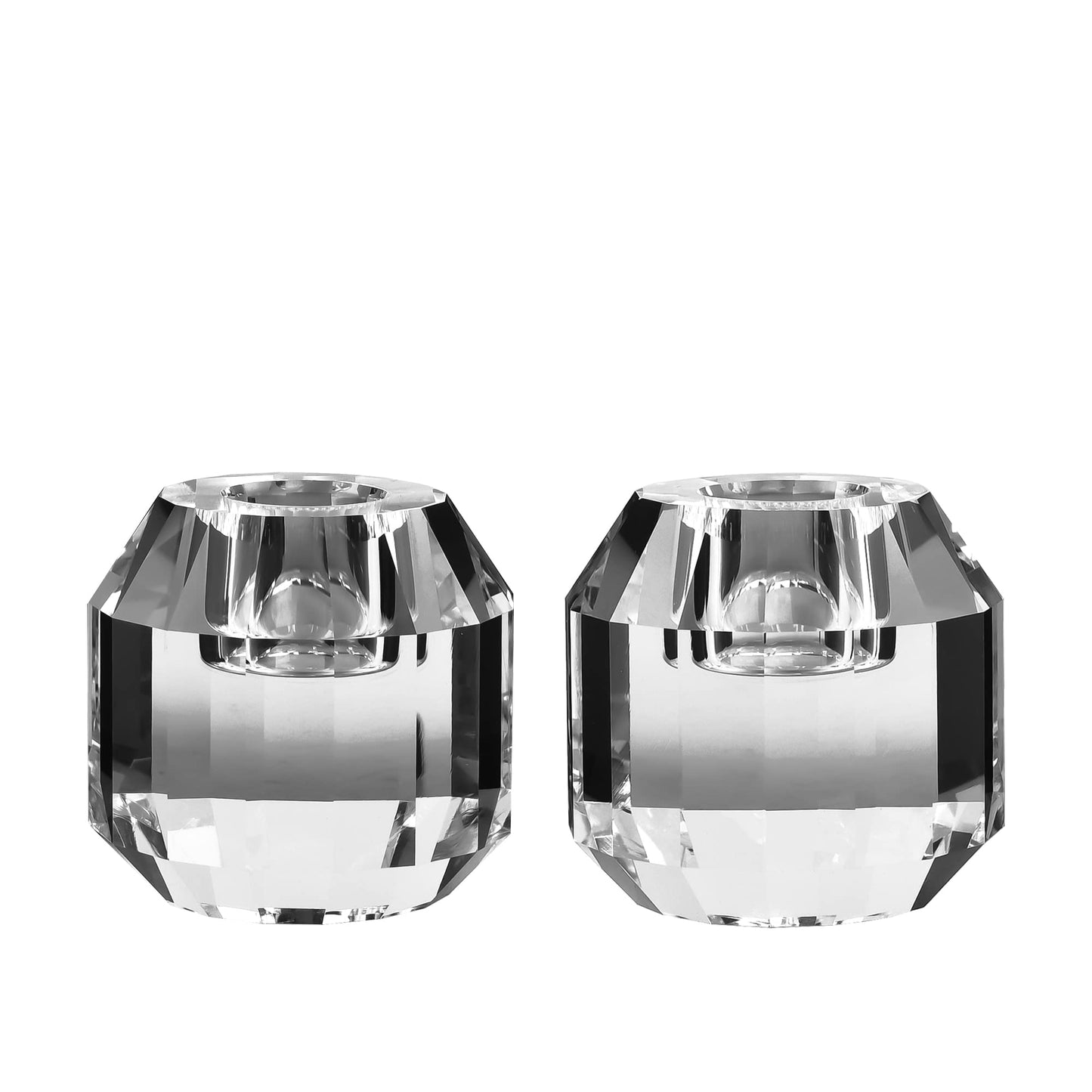 kitCom Crystal Candle Holders Set of 2, 2.36" Crystal Candlestick Holders, Crystal Taper Candle Holders for Table Wedding Housewarming Gifts Deco