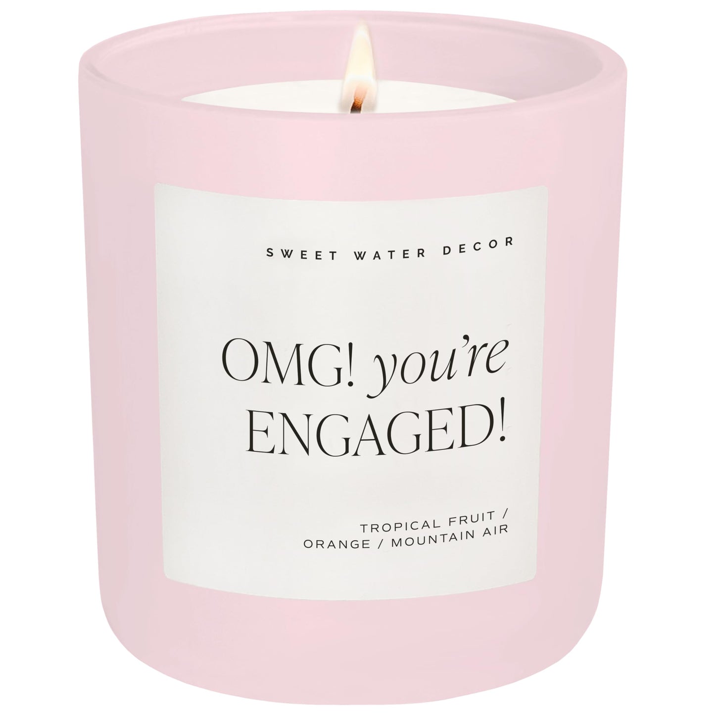 Sweet Water Decor OMG, You're Engaged! Candle, 15oz Pink Matte Jar, 70 Hour Burn Time, Non-Toxic Soy Wax, Bridal Shower Engagement Gift, Engagement Gift for Bride, Bridal Shower, Newlyweds