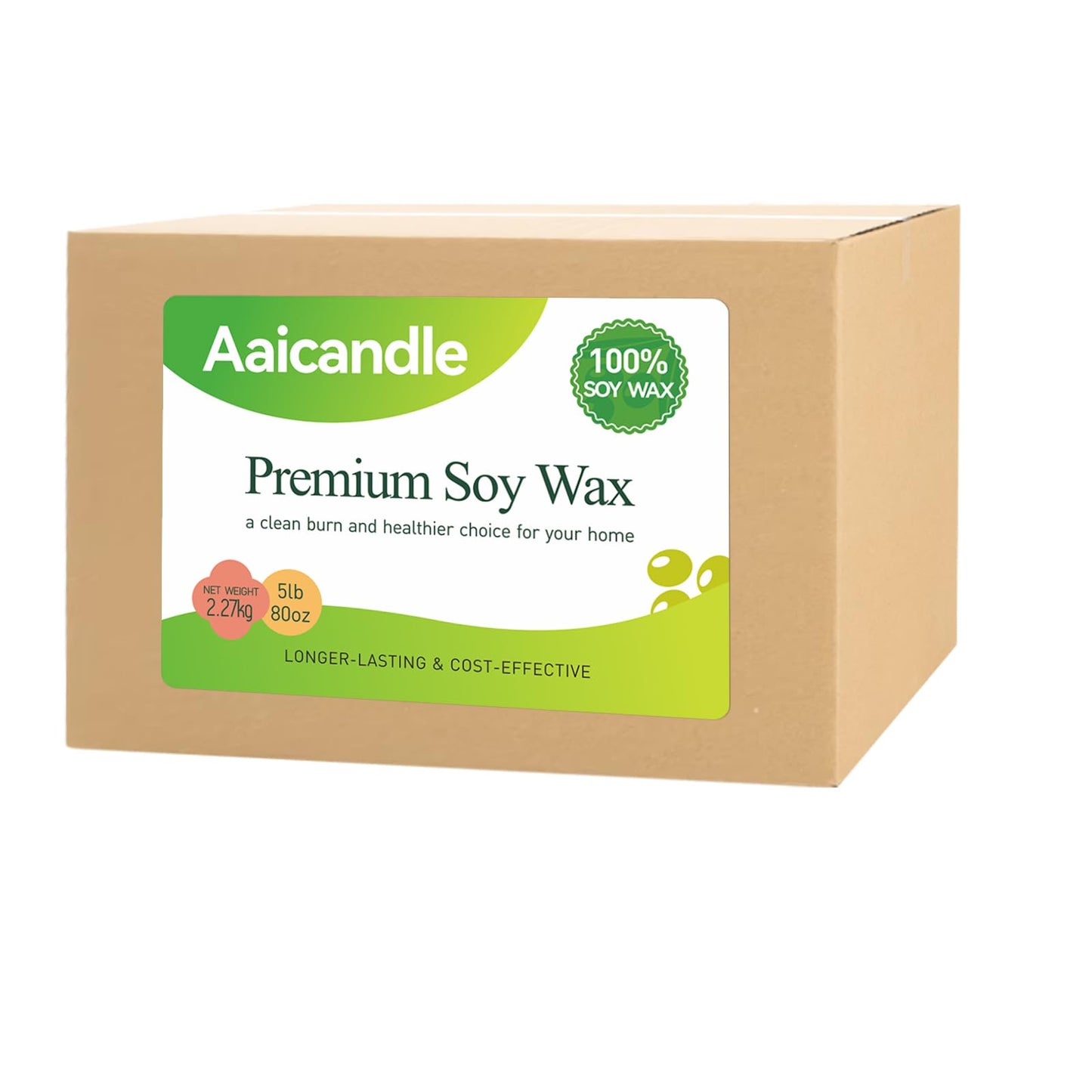 5LB Soy Wax for Candle Making - Natural Soy Wax Flakes Supplies for DIY Candles, Container & Tealight Craft Use, Easy Mel Clean Burn, Ideal for Small Businesses & Etsy Sellers (2270G / 80 OZ)