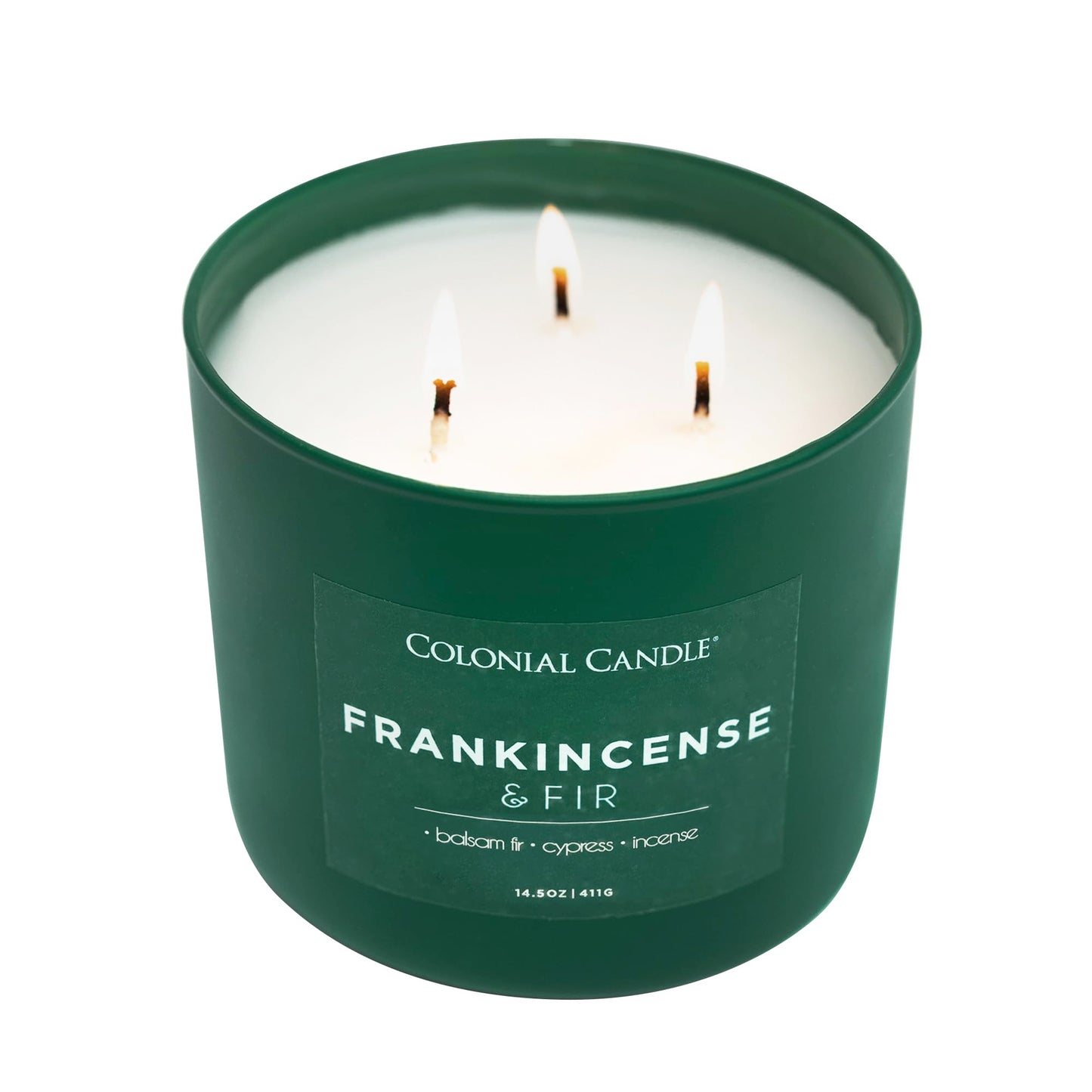Colonial Candle Frankincense & Fir Scented Jar Candle, Pop of Color Collection, 3 Wick, 14.5 oz - Up to 60 Hours Burn