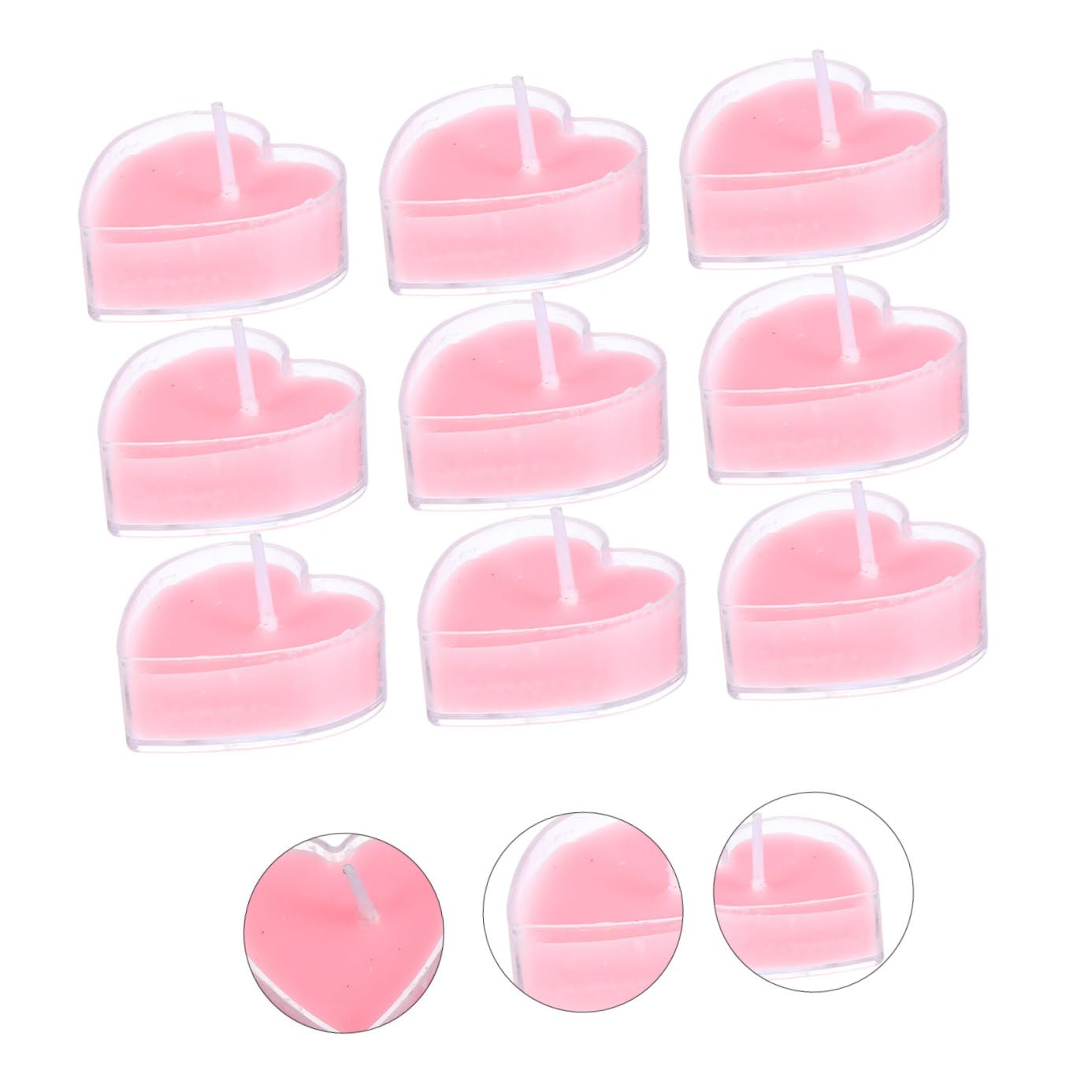 Healifty 9Pcs Heart Shaped Smokeless Tea Wax Candles Pink Rose Scented Aromatherapy Multi Use Romantic Decor for Birthday Wedding Christmas and Festival Ambiance