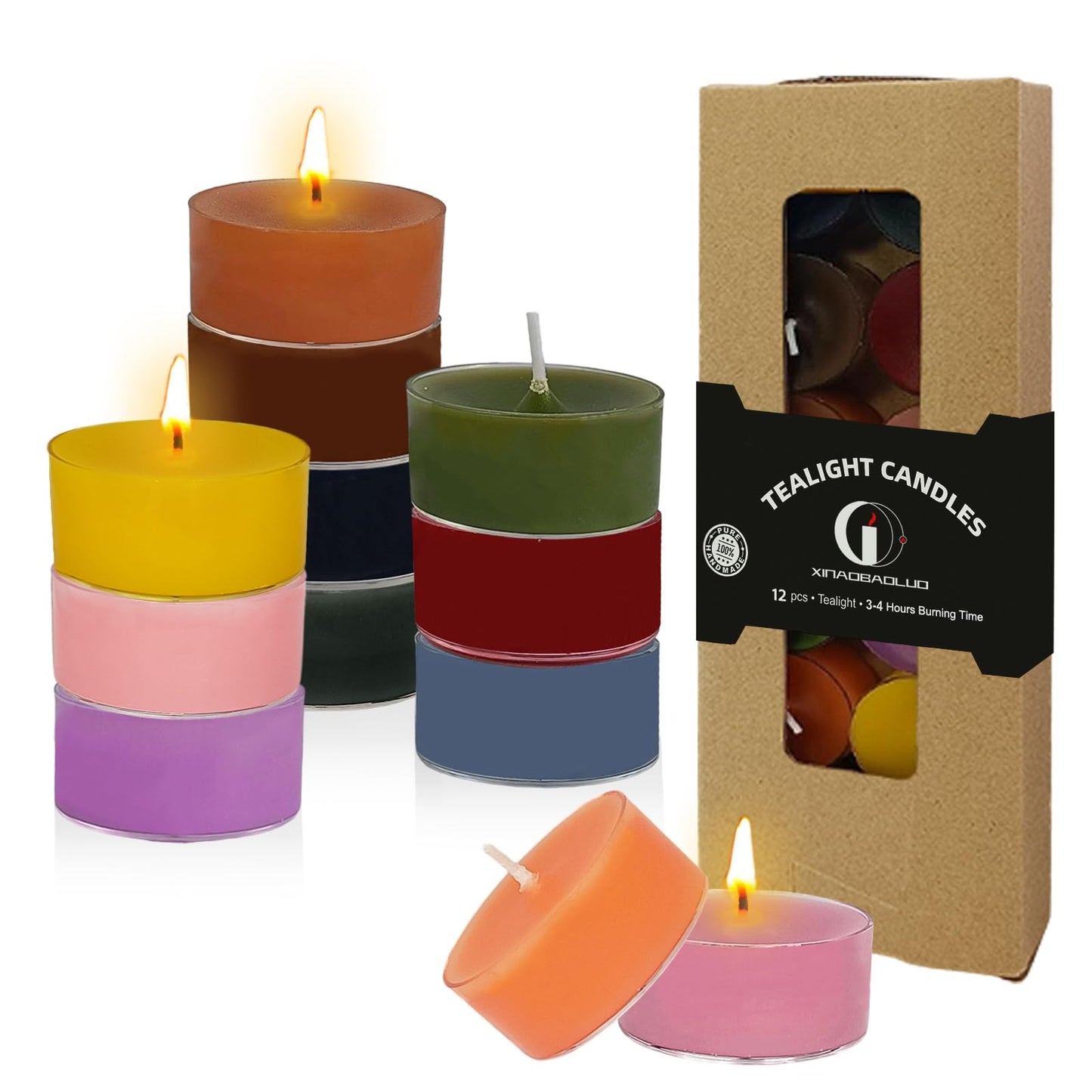 Scented Tea Candles 12 Pack Dark Color Tea Light Candles 4 Hour Clean Burning for Romantic Dinners Meditation Rooms Spa Nights Relaxation