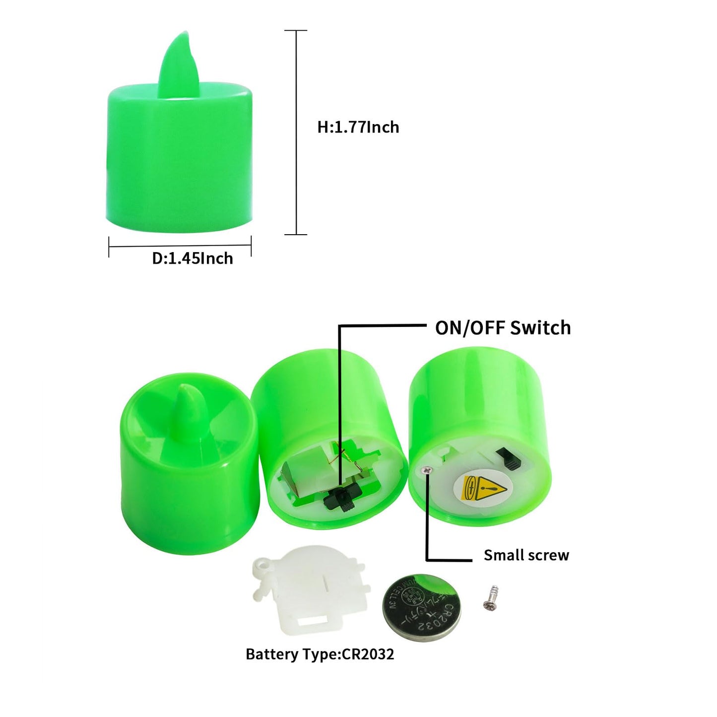 LANKER 24 Pack Flameless Led Tea Lights Candles, Flickering Green Battery Operated Electronic Fake Candles, Decorations for Party, Christmas, Halloween and Festival Celebration (Green)
