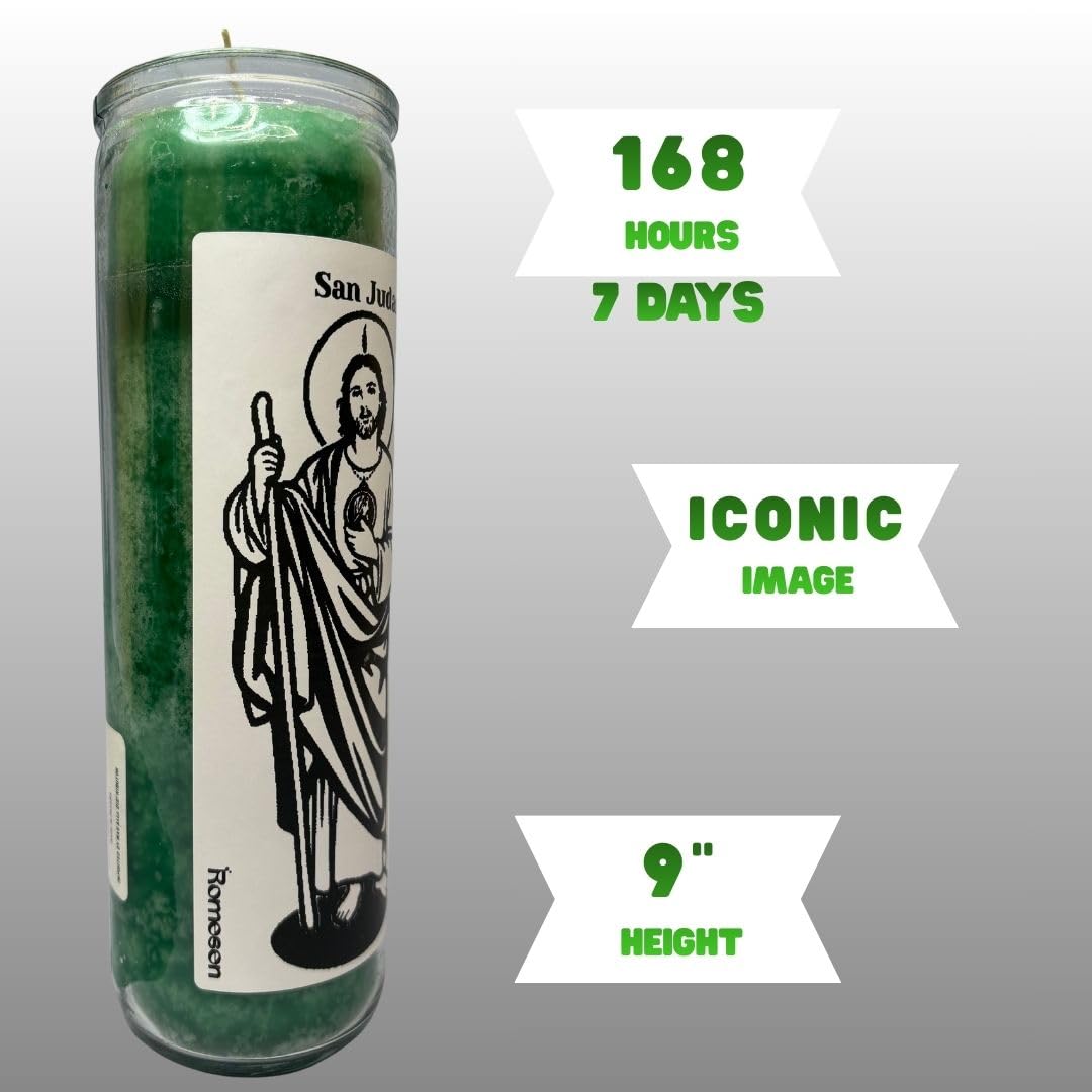 Romesen Special Edition San Judas Tadeo, Veladora 7-Dias, Saint Jude 7-Day Prayer Candle