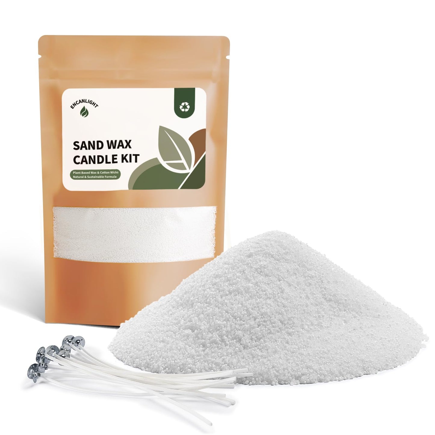 ENCANLIGHT Sand Candles with Wicks Sand Candle Kit-1Lb/16Oz Pearled Candle Sand for DIY Candles Reusable Pearled Candle with 10 Cotton Wicks