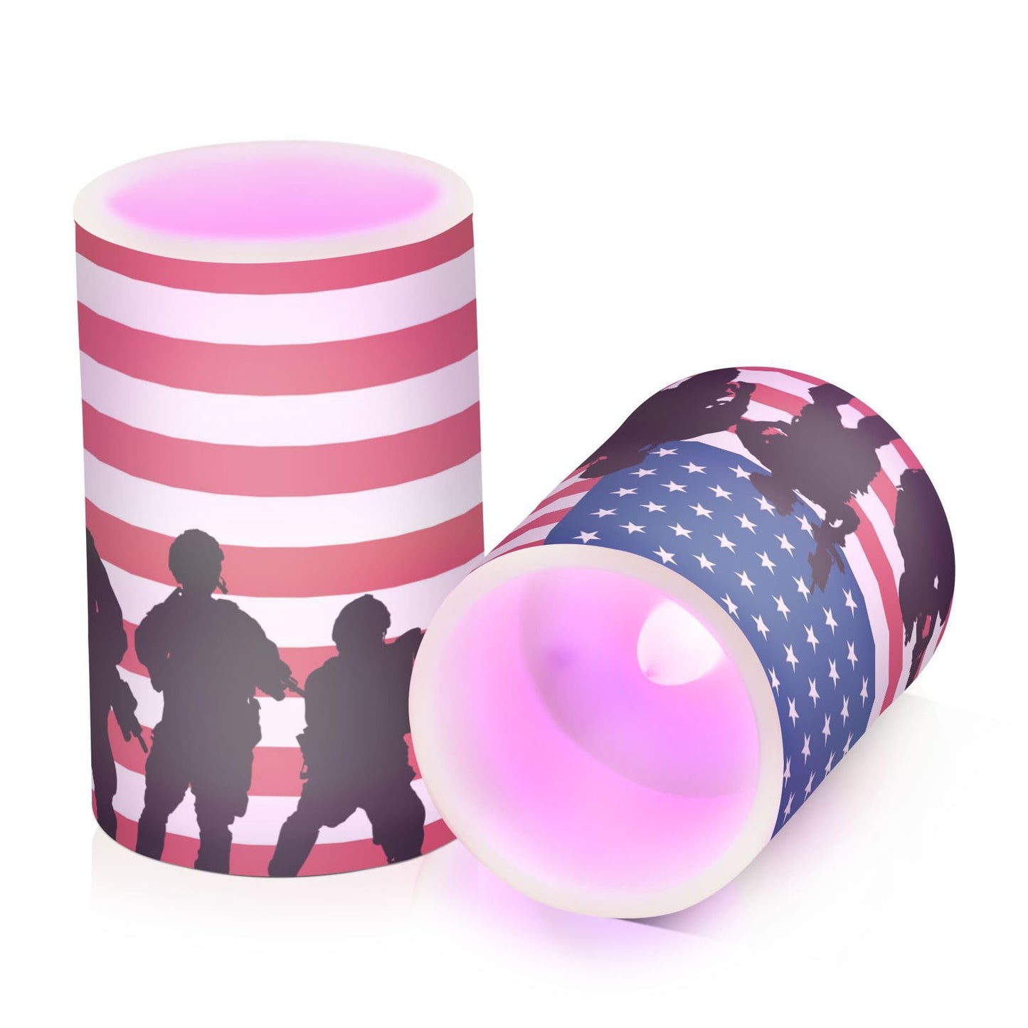 Eionryn American Flag Military Soldiers with Rifle Flameless Candles Patriotic 4th Of July Independent Labor Day Battery Operated LED Candles with Remote Timer Electric Candles for Home Party Decor 2