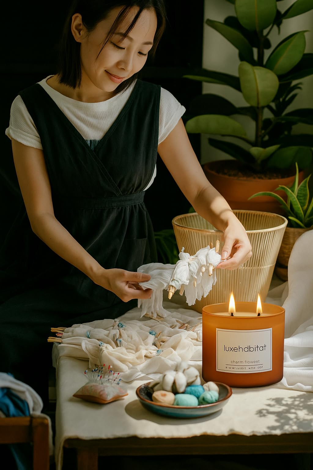Mosswood Calm Scented Candle 13oz – CW Studio Orange Glass Jar with Wooden Lid & Dual Wicks, 37 Hour Smokeless Burn – Aromatherapy-Ready Décor for Home Yoga & Meditation Spaces – Orange Wax