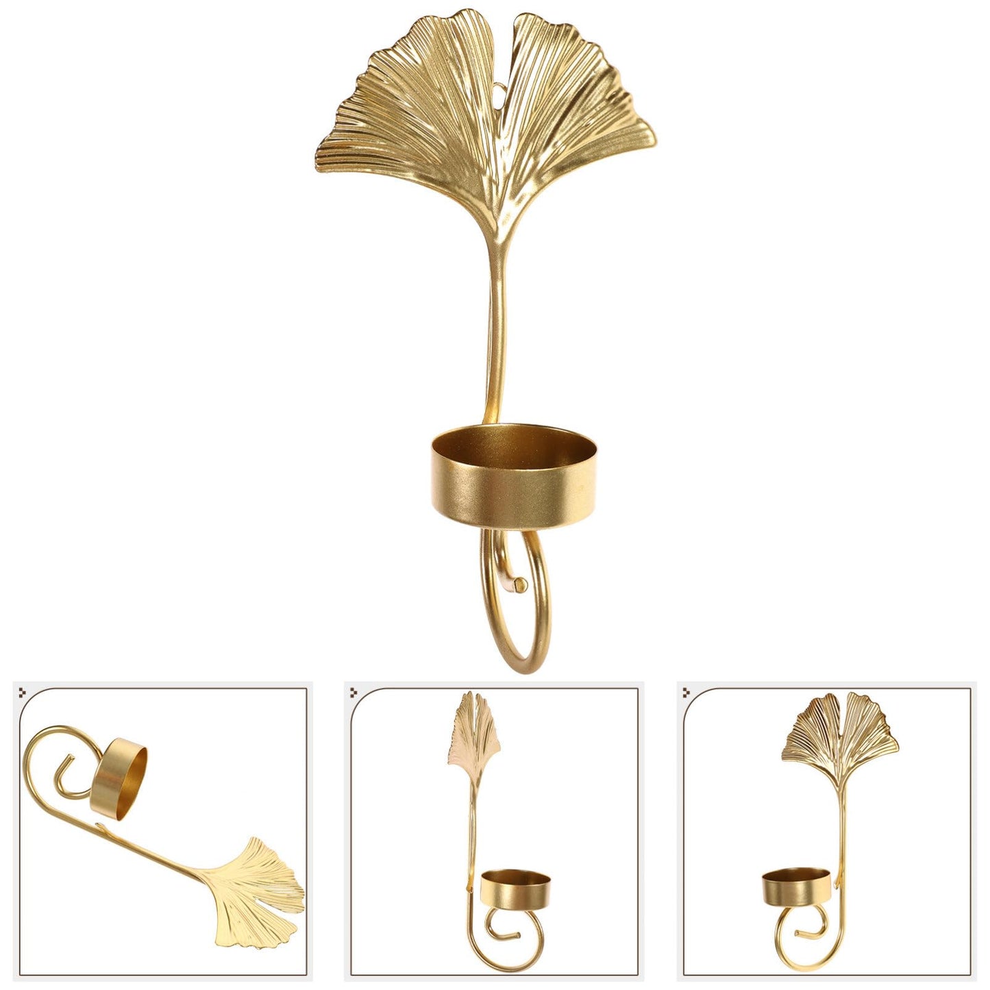 HOMSFOU Wall Mounted Candle Holder Elegant Metal Leaf Design for Home Decoration Stylish Tealight Stand for Bedroom and Living Iron Wall Sconce