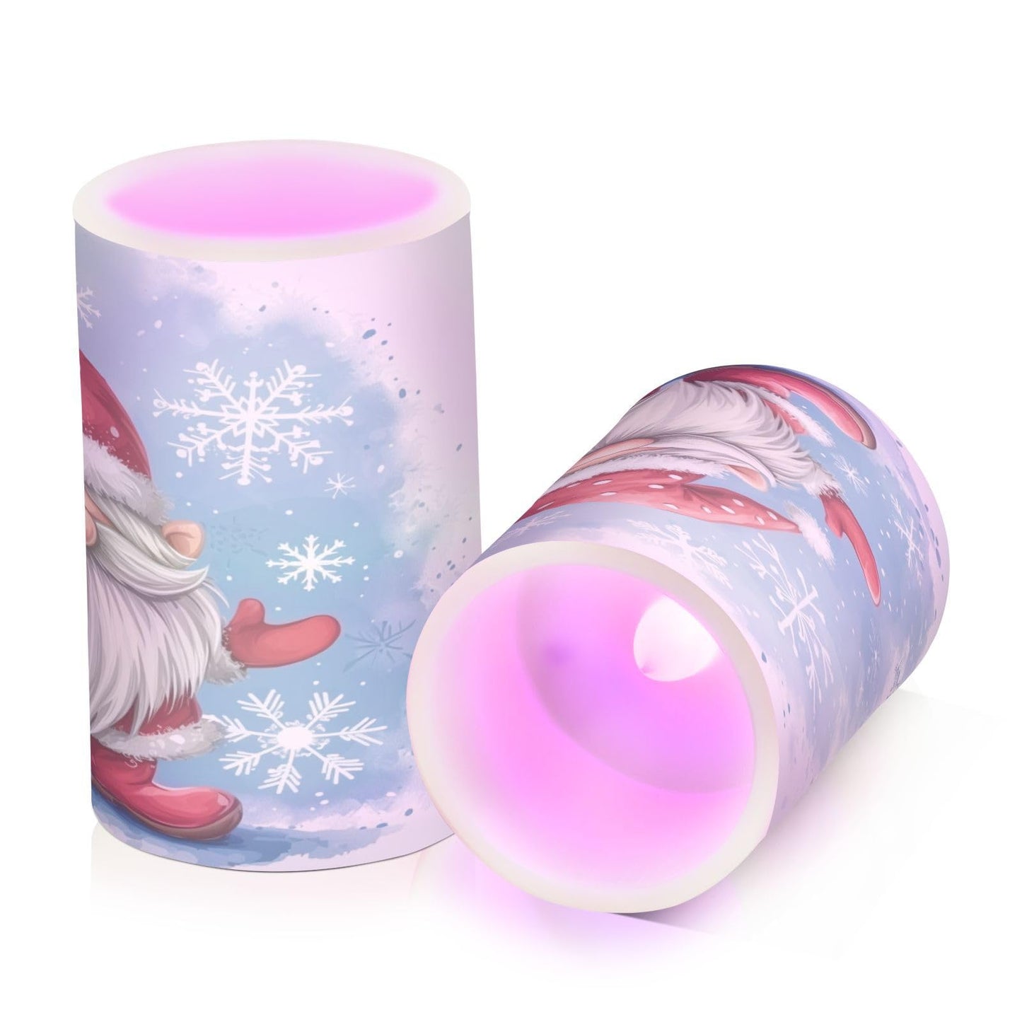 BOENLE Flickering Flameless Candles, Christmas Gnome Snowflake LED Candles with Remote Timer, Set of 2 Battery Operated Candle for Valentine Wedding Birthday