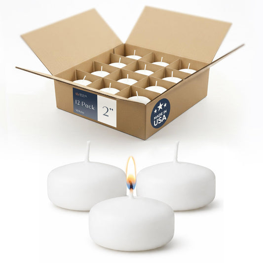 Floating Candles 2 inch White, Unscented Dripless Wax Discs | Made in USA Long Burning Floating Candles for Centerpieces 8-10 Hour Burn Time, Weddings, Parties, Home Décor & Holidays - Royal Imports