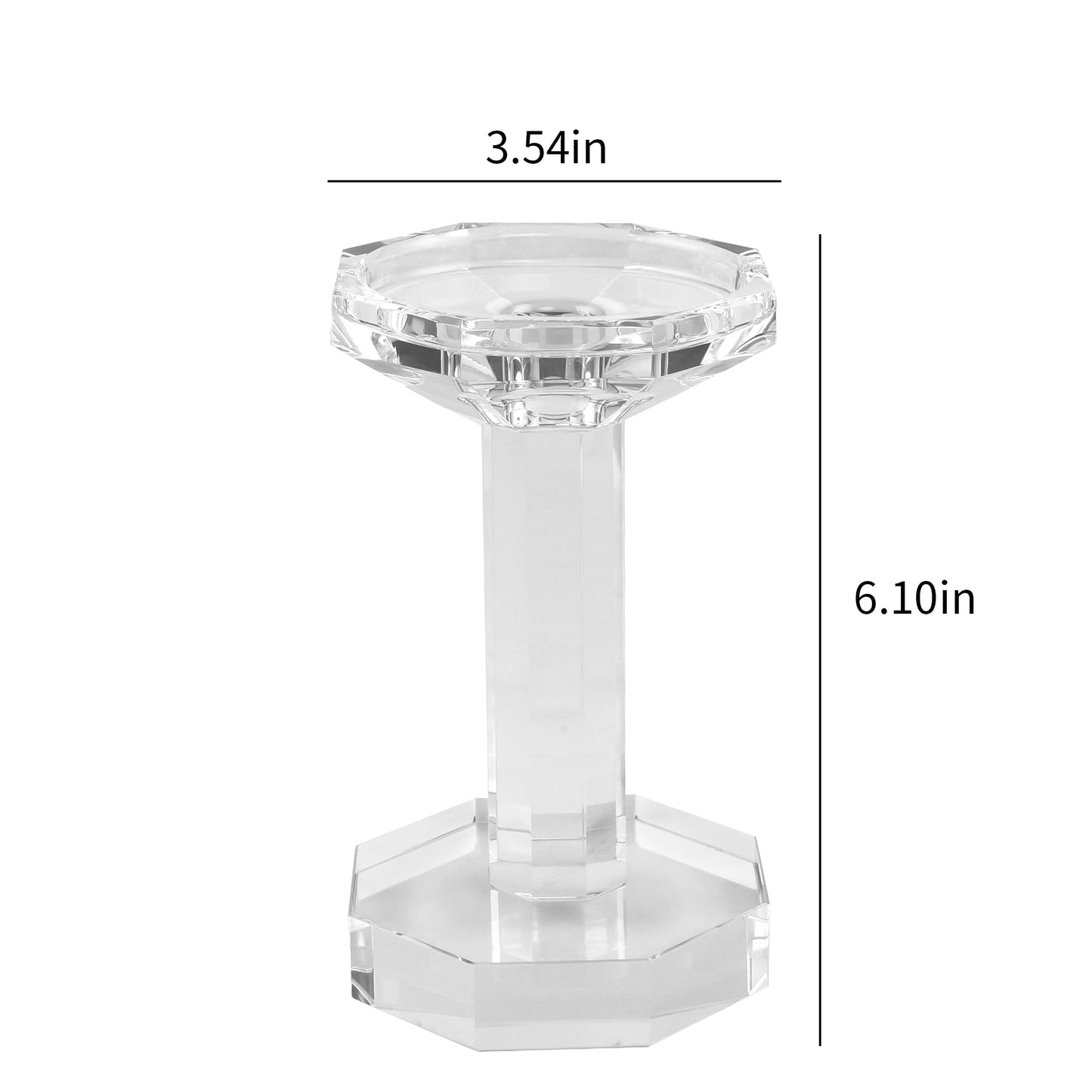 kitCom Crystal Candle Holders Set of 2, 6.1 Inch Tall Crystal Candlestick Holders for Taper, Long Candles - Home Decoration, Wedding, Housewarming and Graduation Gifts