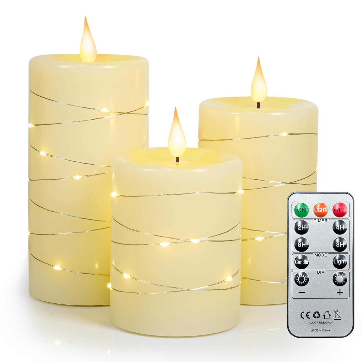 Homwamee 3 Pcs Flameless Candles with Remote Control, Battery Operated Candles LED Pillar Candle with Timer, 4'' 5'' 6'' Candles Set of 3 Pack for Wedding Centerpieces Holiday Table Home Decorations