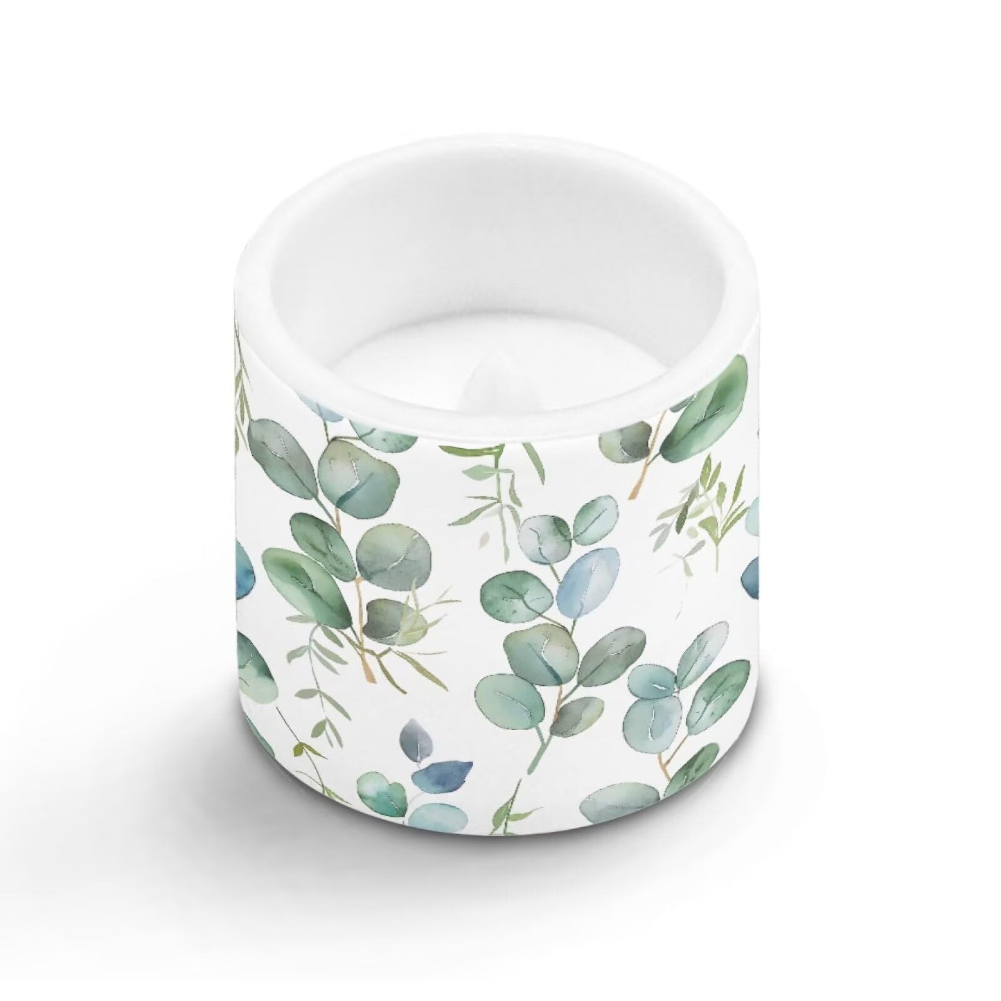 Cozeyat Green Leaves Waterproof LED Flameless Candles 4 Pack Battery Powered with Remote Control Timer Flickering Pillar Candles for Indoor Outdoor Home Decor