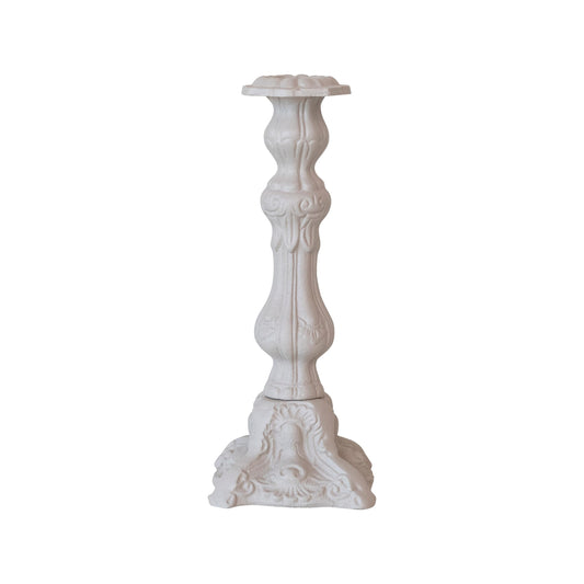 Creative Co-Op Embossed Cast Aluminum Taper Candleholder, Grey