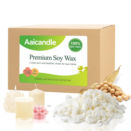 5LB Soy Wax for Candle Making - Natural Soy Wax Flakes Supplies for DIY Candles, Container & Tealight Craft Use, Easy Mel Clean Burn, Ideal for Small Businesses & Etsy Sellers (2270G / 80 OZ)