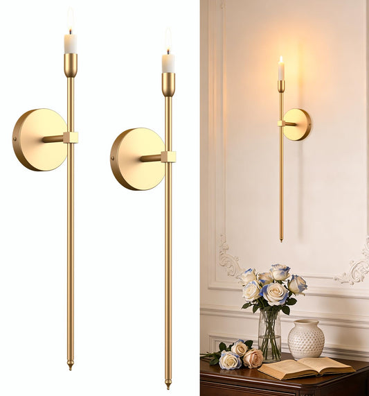 Wall Candle Sconces Set of 2, Large Gold Scepter Gothic Design Metal Wall Candle Holder, Home Wall Decoration for Living Room, Bathroom, Dining Room