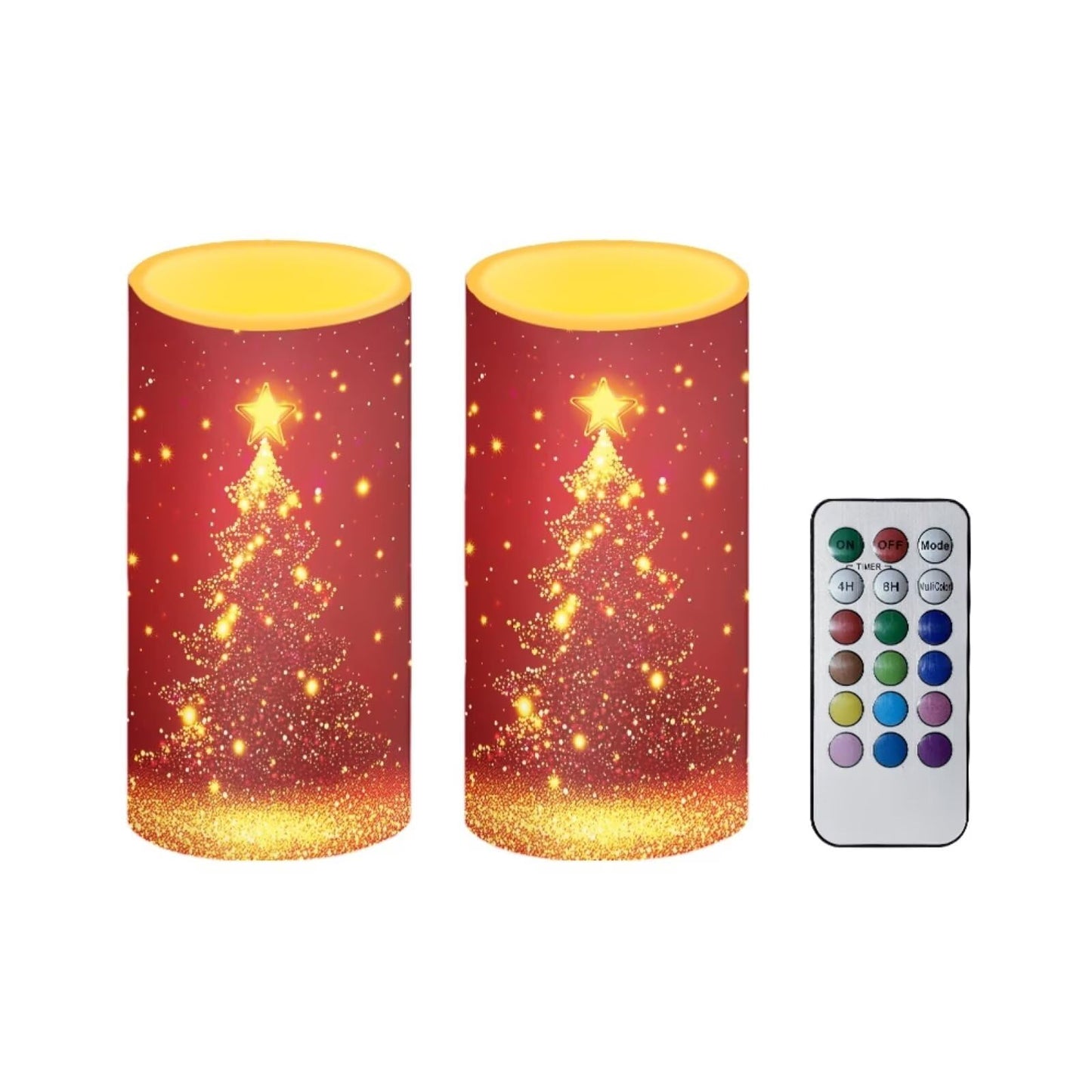 Luarisgur Red Christmas Battery Powered Candles with Remote and Timer Christmas Decorations LED Flameless Flickering Candles for Indoor Xmas Gifts Holiday Decor Home Party Festival Set of 2
