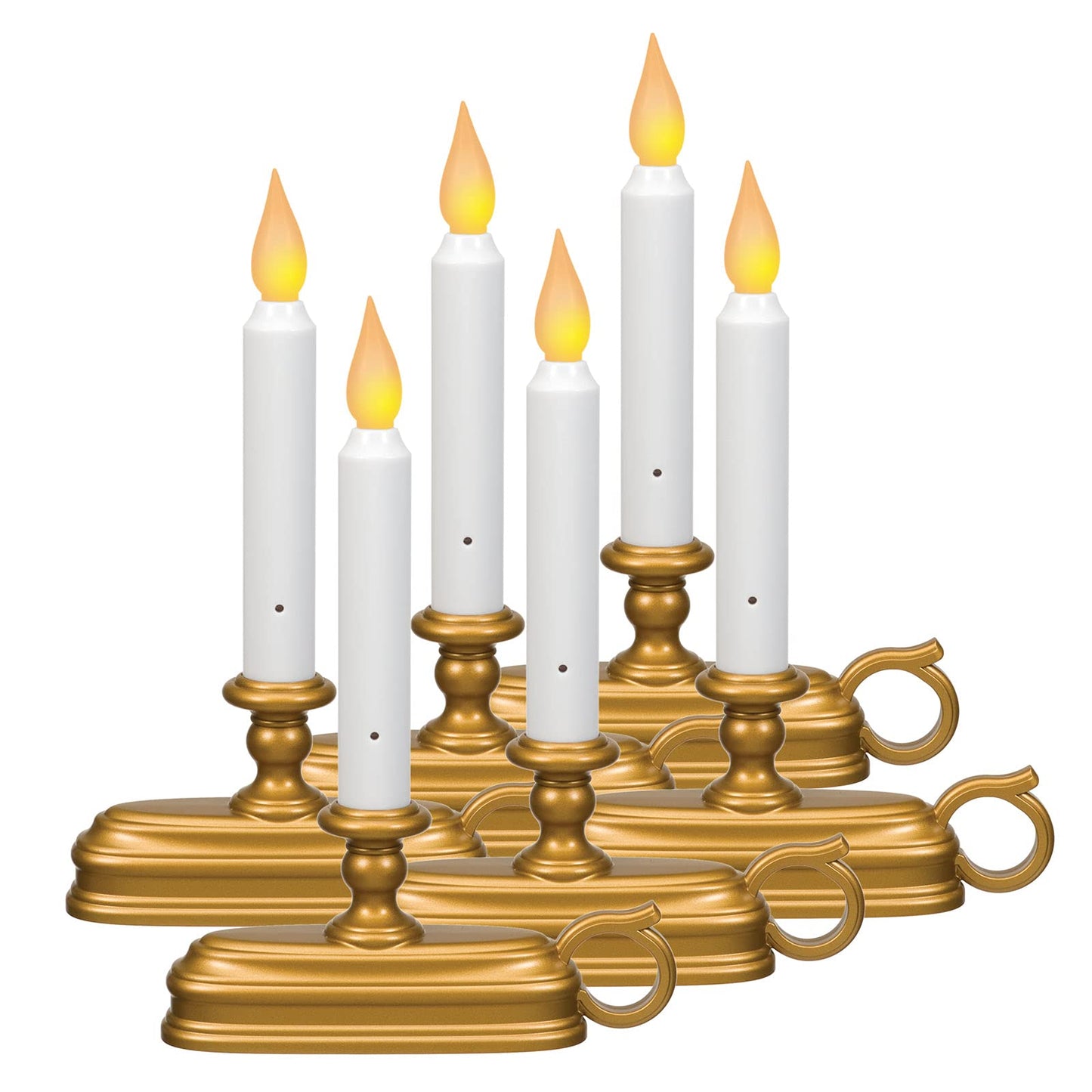 Xodus Innovations FPC1325B-6 Battery Operated LED Window Candle with New Hot Spot Technology and Dusk to Dawn Sensor and Choice of Amber or White Flame, Aged Bronze/Black Finish (Pack of 6)