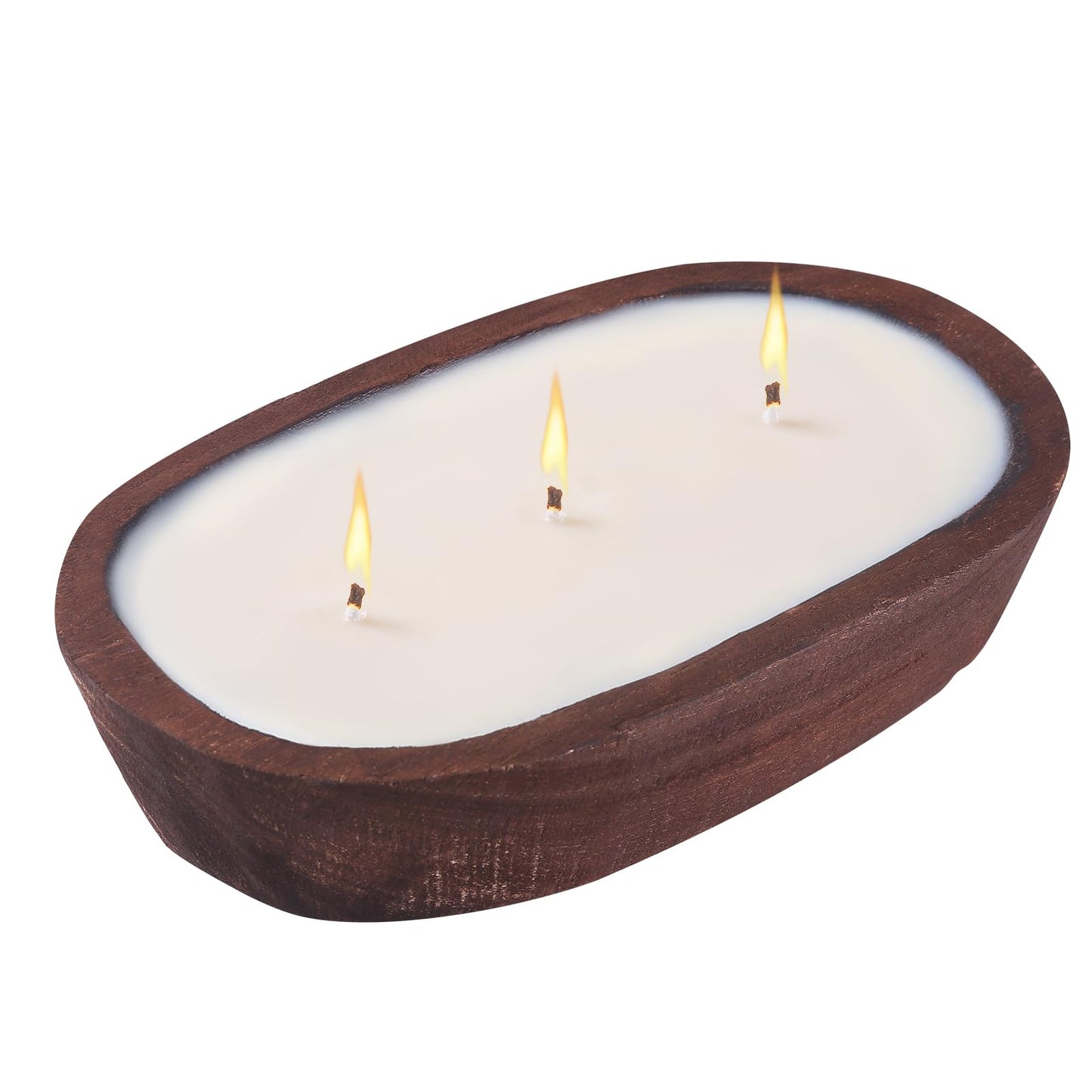 Scented Candles for Home, YeeQue Vanilla Candle with Large Wooden Bowl Design for Women,Girl Birthday Gift，3 Wicks, 12oz