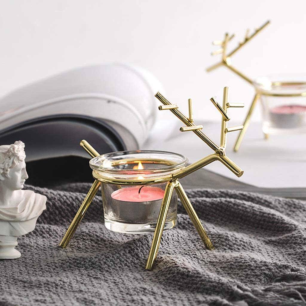 XILIN-1987 Candle Holderss Wrought Iron Deer Candle Holder Candlelight Dinner Props Candlestick Table Home Furnishings Decorative Candlestick