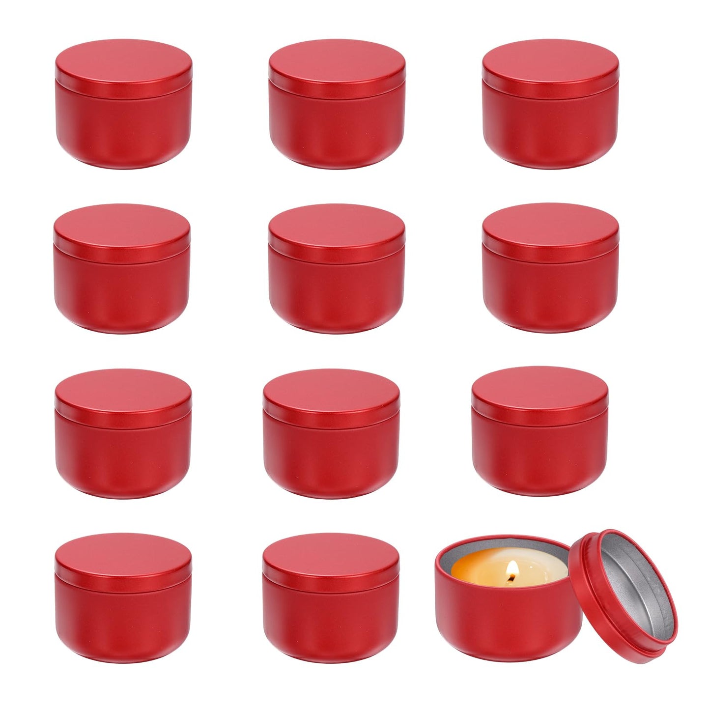 MECCANIXITY 3oz Candle Tins, 12pcs Metal Candle Tins Jars with Lids Round Empty Tin Can Containers Bulk for Storage Tea and Making DIY Arts Crafts Christmas Gifts, Wine Red