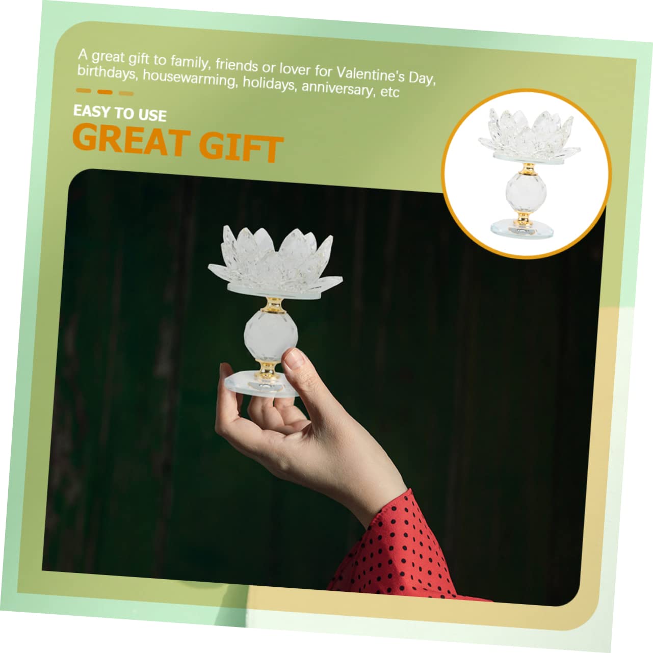 ZUNOXAZ Elegant Crystal Lotus Candle Holder for Wedding Dinner Table Home Office Festival Decor