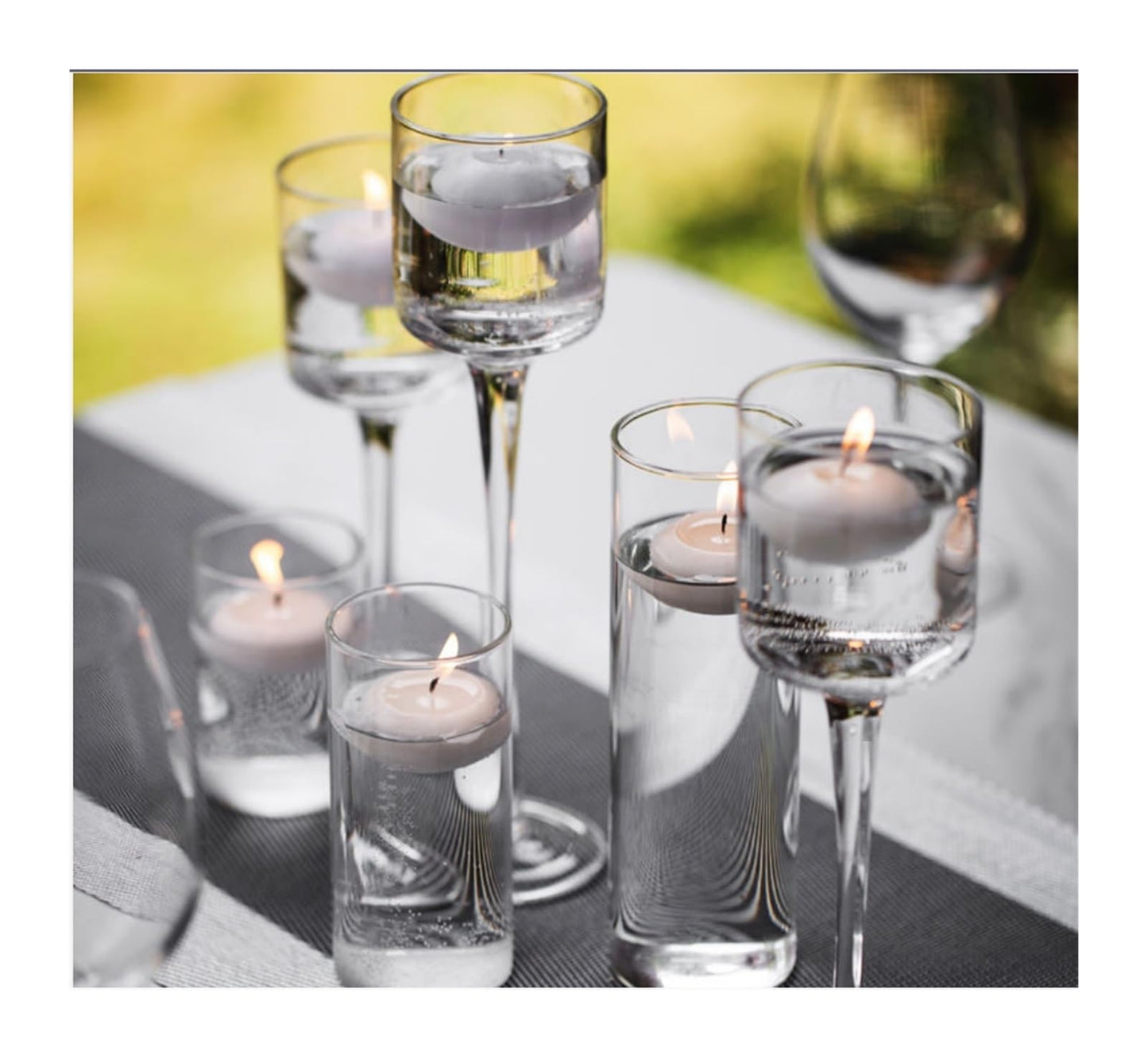 Glass Candle Holder For Table Centerpiece ,Set Of 3 Clear Tea Lights Candle Holder For Table Centerpiece, Elegant Clear Long Stem Candle Holders For Pillar Candles, Floating Candle Holder For Party(Si