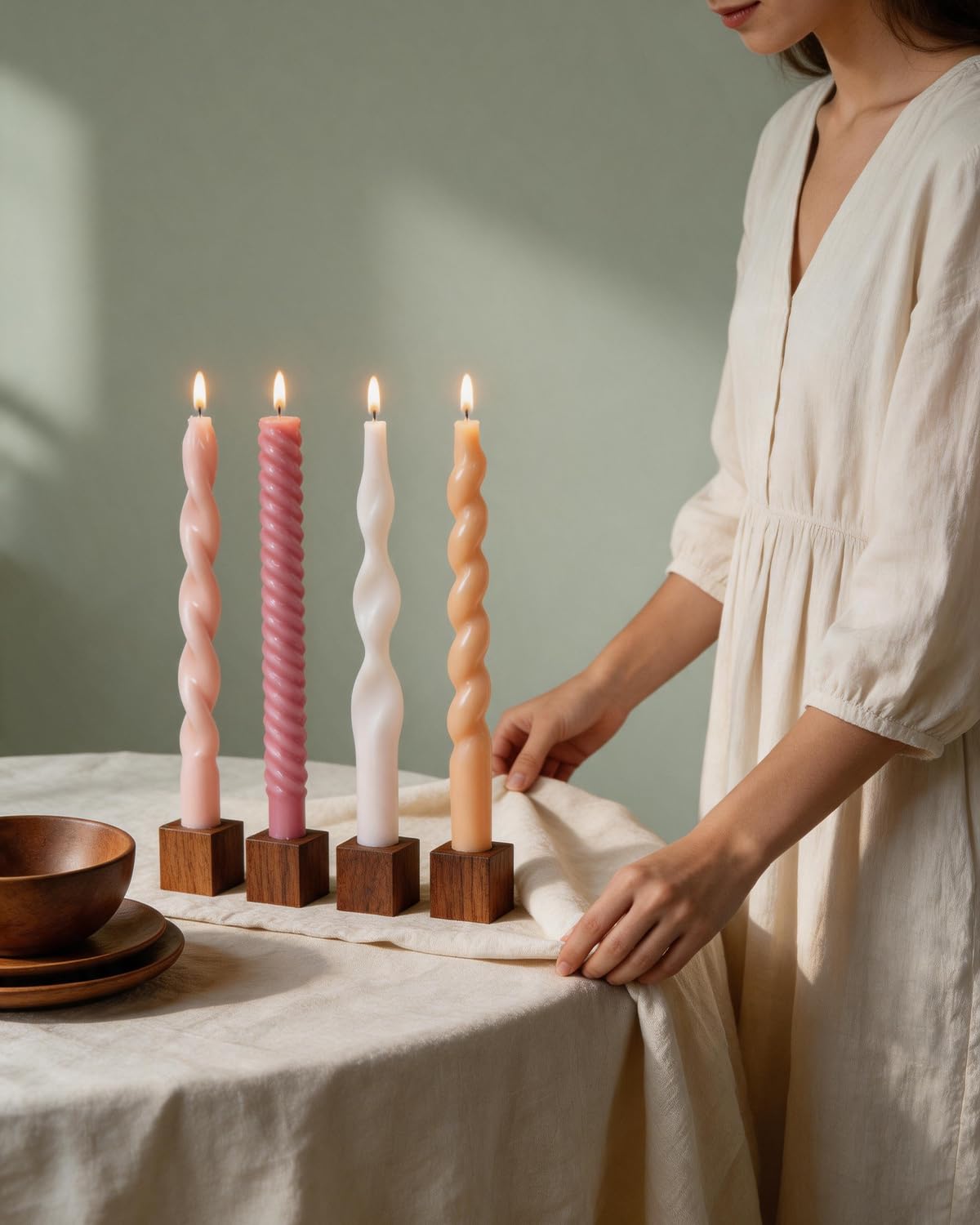 10 Inch Pink Taper Candles-Spiral Tapered Candle Unscented Smokeless Candlestick Long Slow Burning 8 Hours Tall Sticks for Christmas Wedding Dinner Parties-4Pack