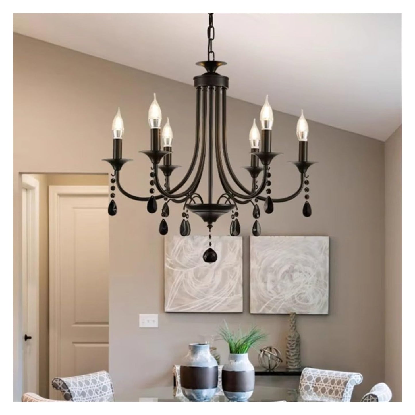 American Luxury Crystal Pendant Light Living Room Restaurant Bedroom Kitchen Cafe E14 Candle Light Chandelier,Comfortable Lighting