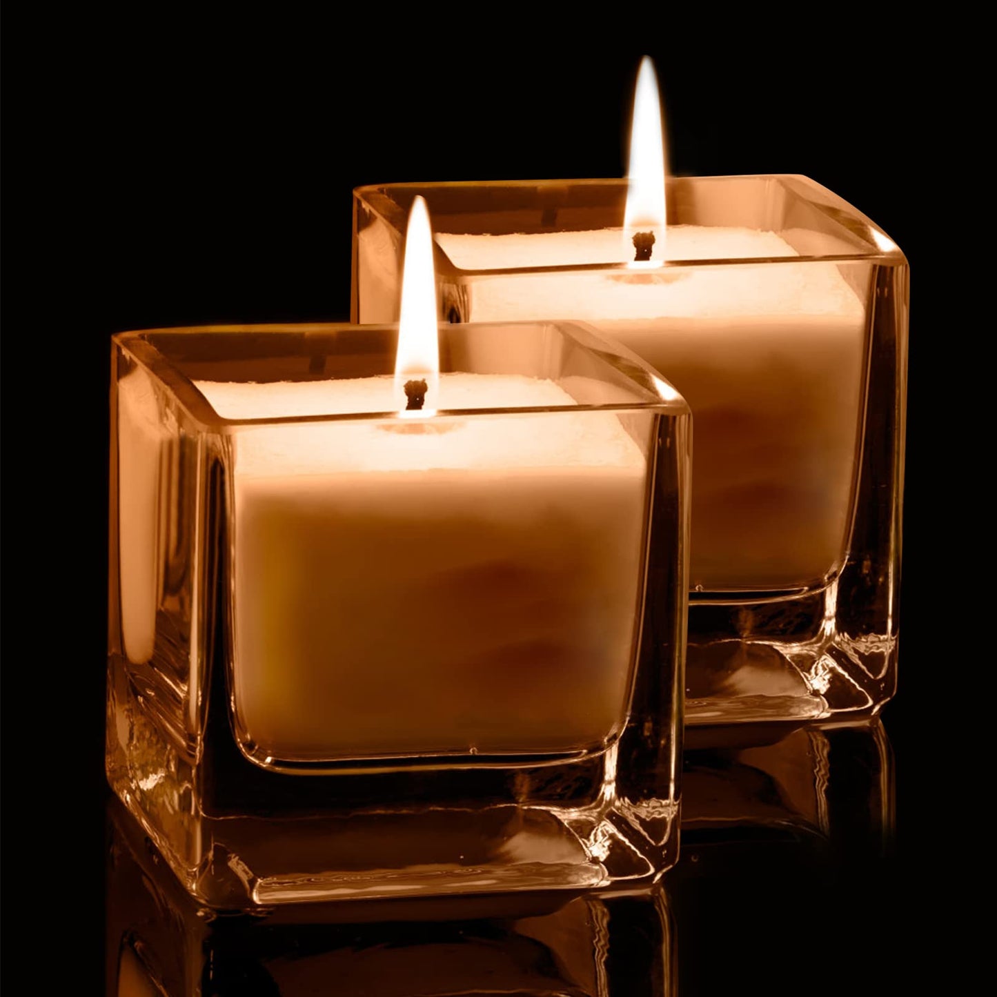 ZEAYEA Set of 18 Small Square Glass Vase, 2.4" x 2.4" Clear Cube Vase for Wedding Centerpieces Home Party Decoration, Square Glass Votive Candle Holder
