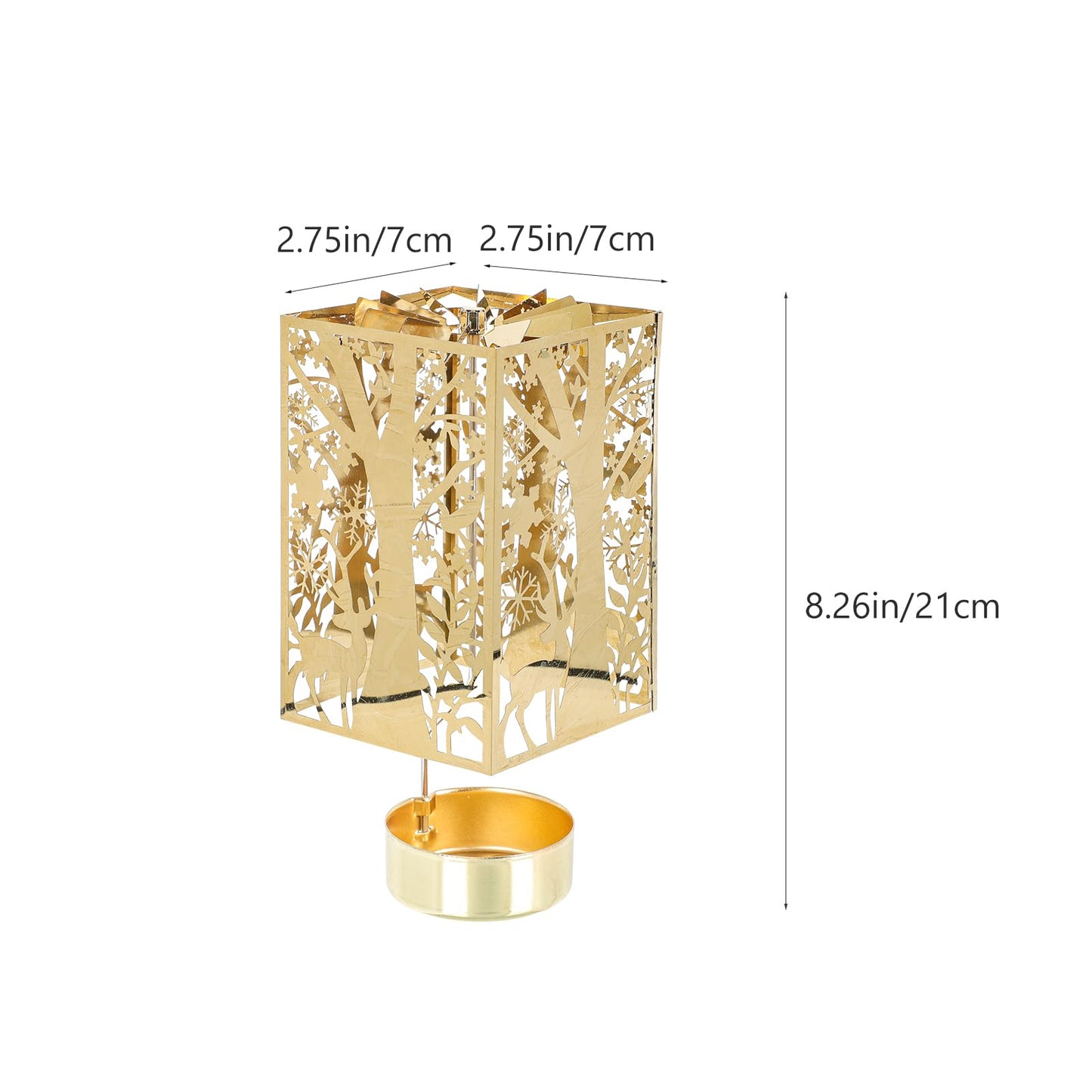 Beaupretty Rotating Candle Holder Christmas Carousel Spinning Candlestick Tealight Holder Romantic Candle Spinner for Holiday New Year Party Wedding Golden