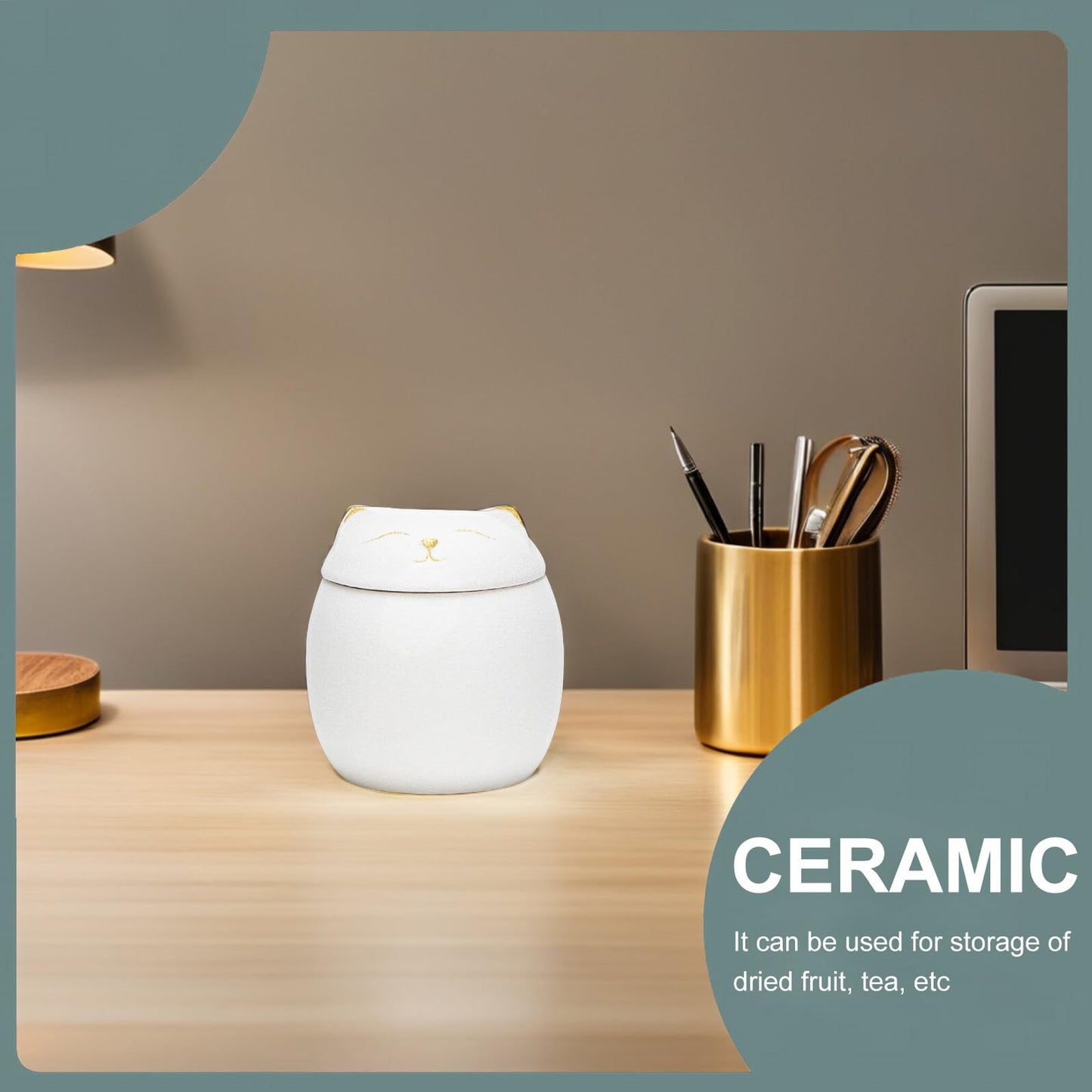 SHOWERORO Lucky Cat Storage Jar Tea Containers Coffee Bean Container Sealable Containers Cat Ceramic Tea Jar Candle Tins Salt Bottles Storage Decorative Home