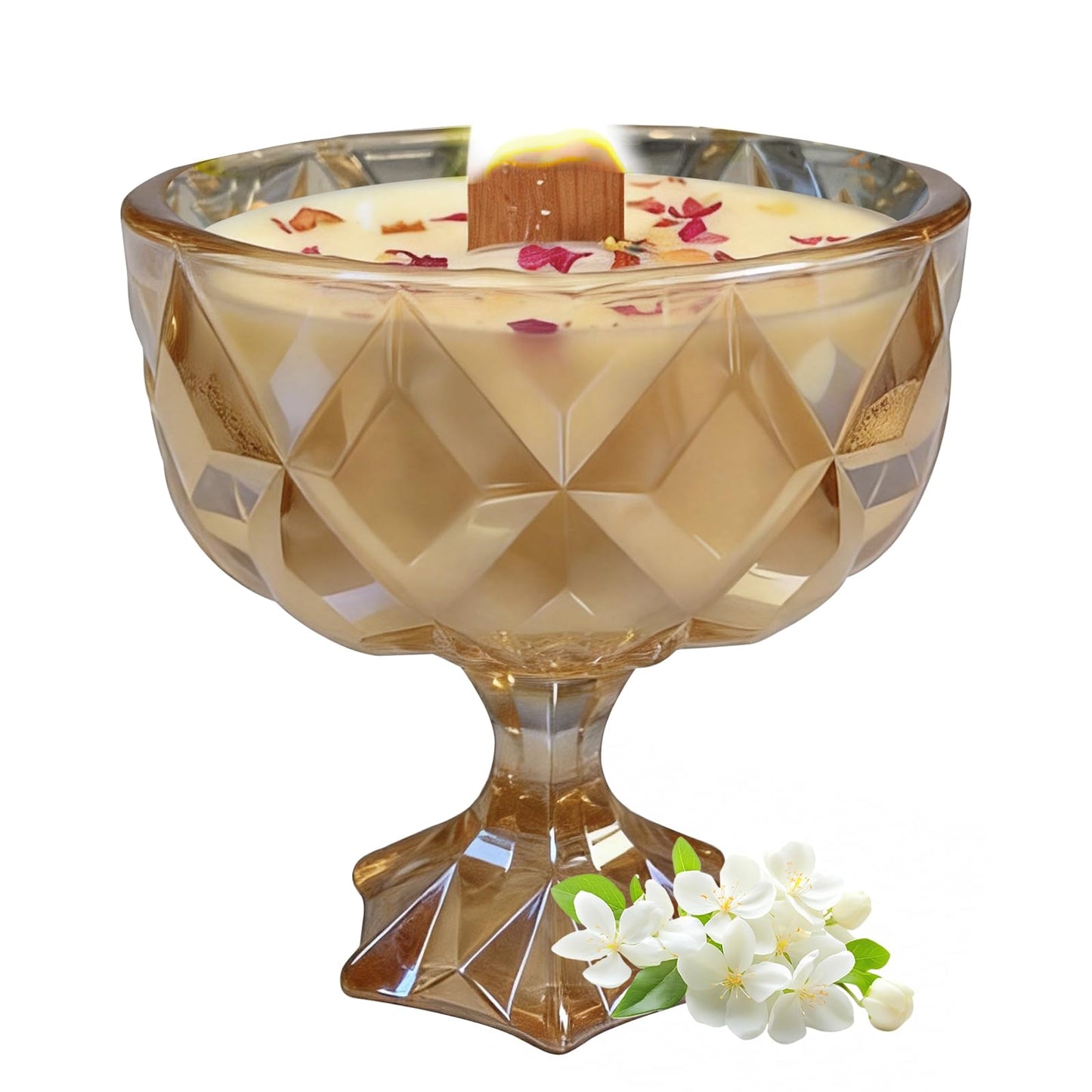 Joo Sko Diamond Bowl Shape Soy Wax Jasmine Scented Candle, Aromatherapy Jar Candles for Home Scented or As a Christmas Holiday Candle Gift for Your Lover(8.2OZ/60Hours Burning)