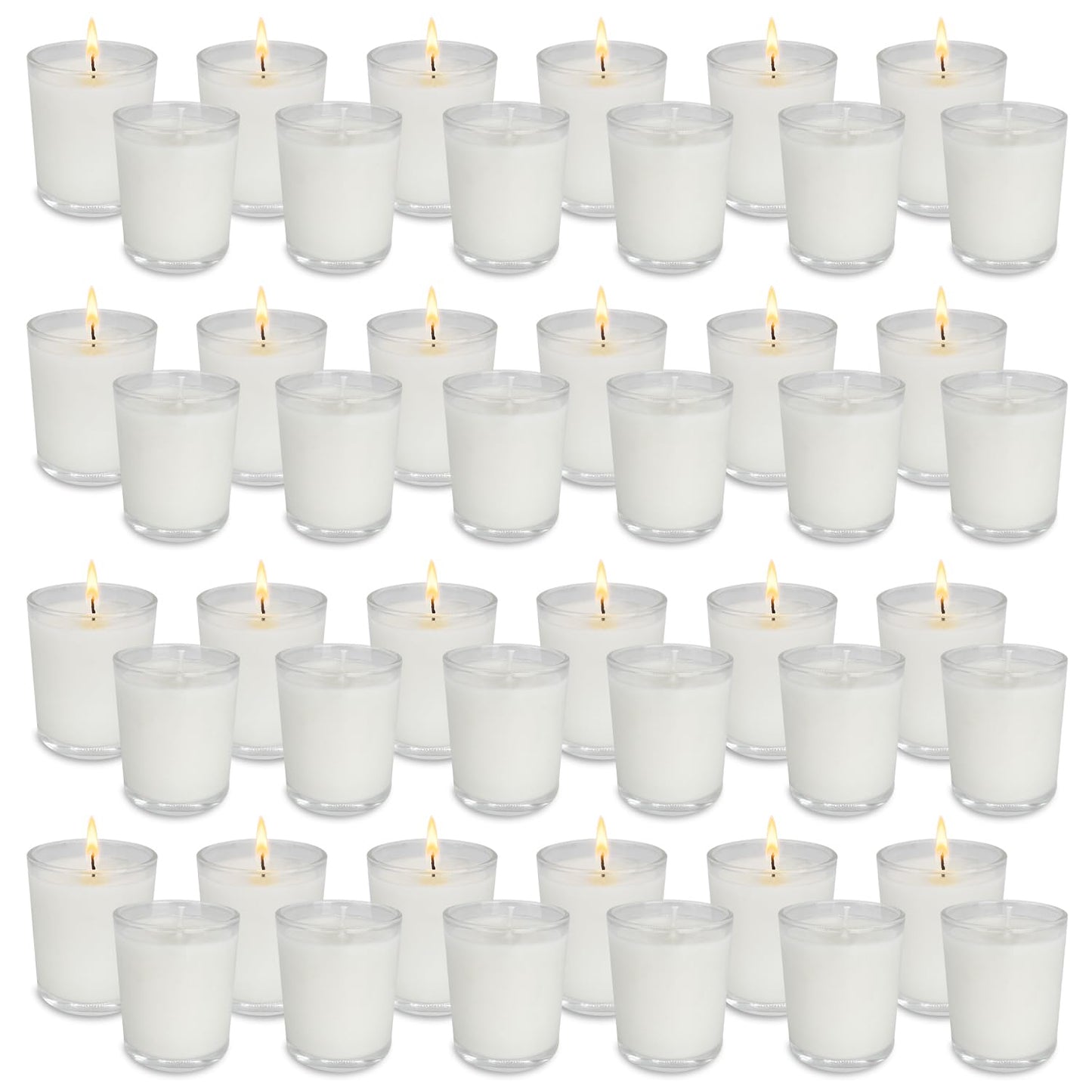 48 Pack Unscented Clear Glass Filled Votive Candles. Hand Poured Wax Candle Ideal Gifts