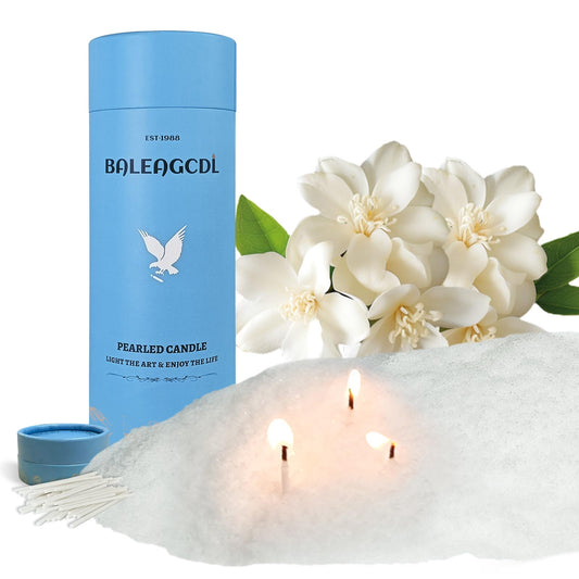 1.1lb Moonlit Jasmine Scented Pearled Candle with 30 Wicks-MANNYCOM Sand Wax Burns up to 110 Hours–DIY Refillable Candles Making Kit-Smokeless Clean Burning for Wedding Gifts-White