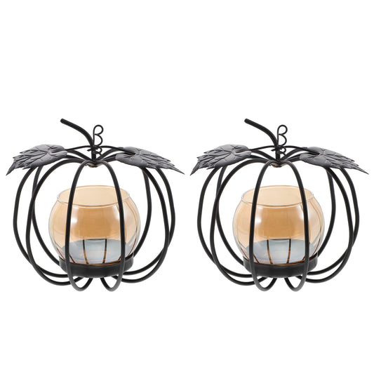 2pcs Nordic Vintage Iron Candle Holders Decorative Table Centerpiece Rustic Home Decor for Autumn and Fall Decorations Style