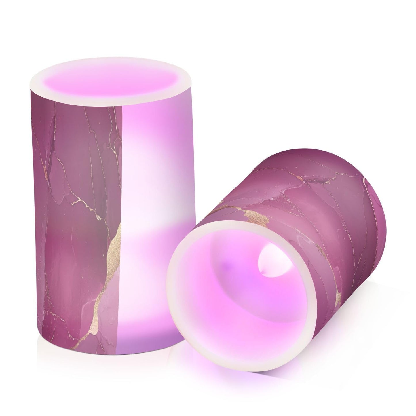 Zathe Flameless Candles Remote Led Flameless Candles for Table Marble Blush Burgundy
