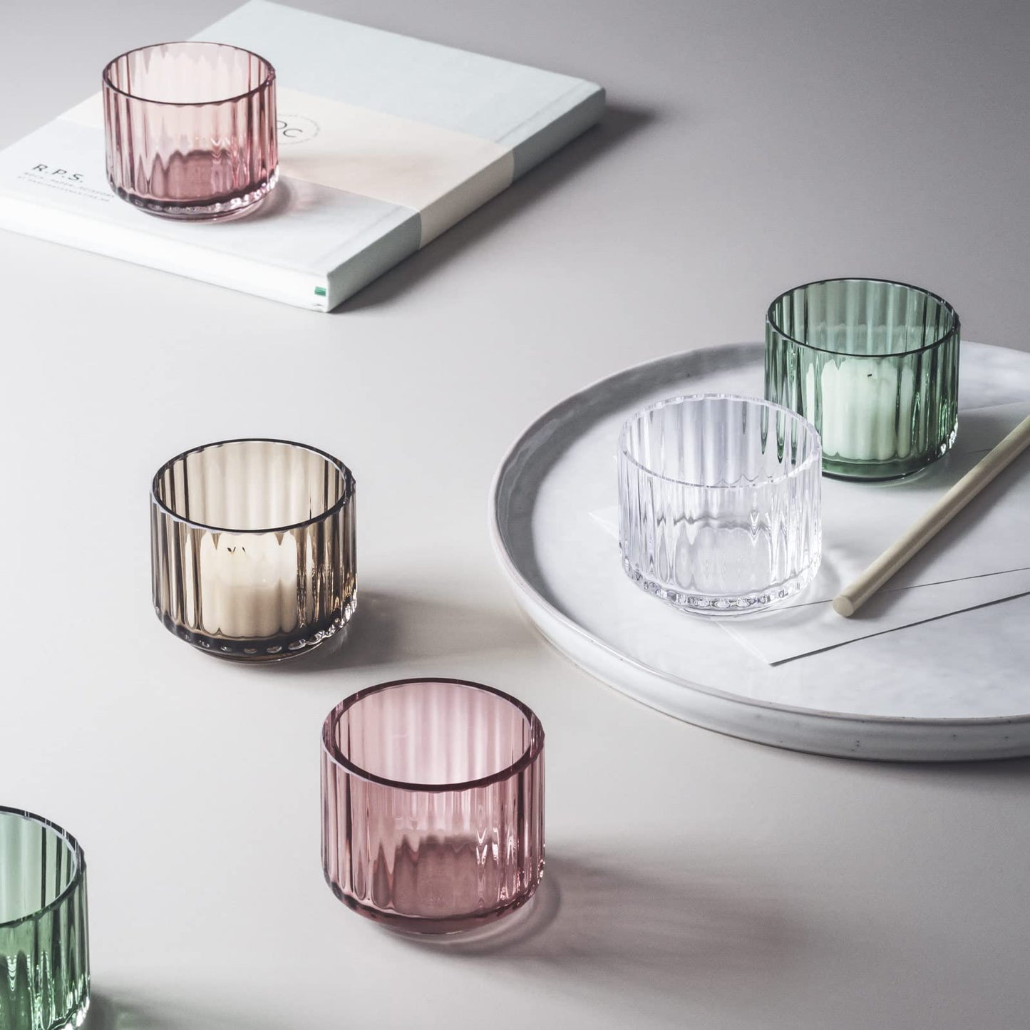 Lyngby Porcelaen Tealight Holder | Burgundy Mouth-Blown Glass | 2.6 Inches
