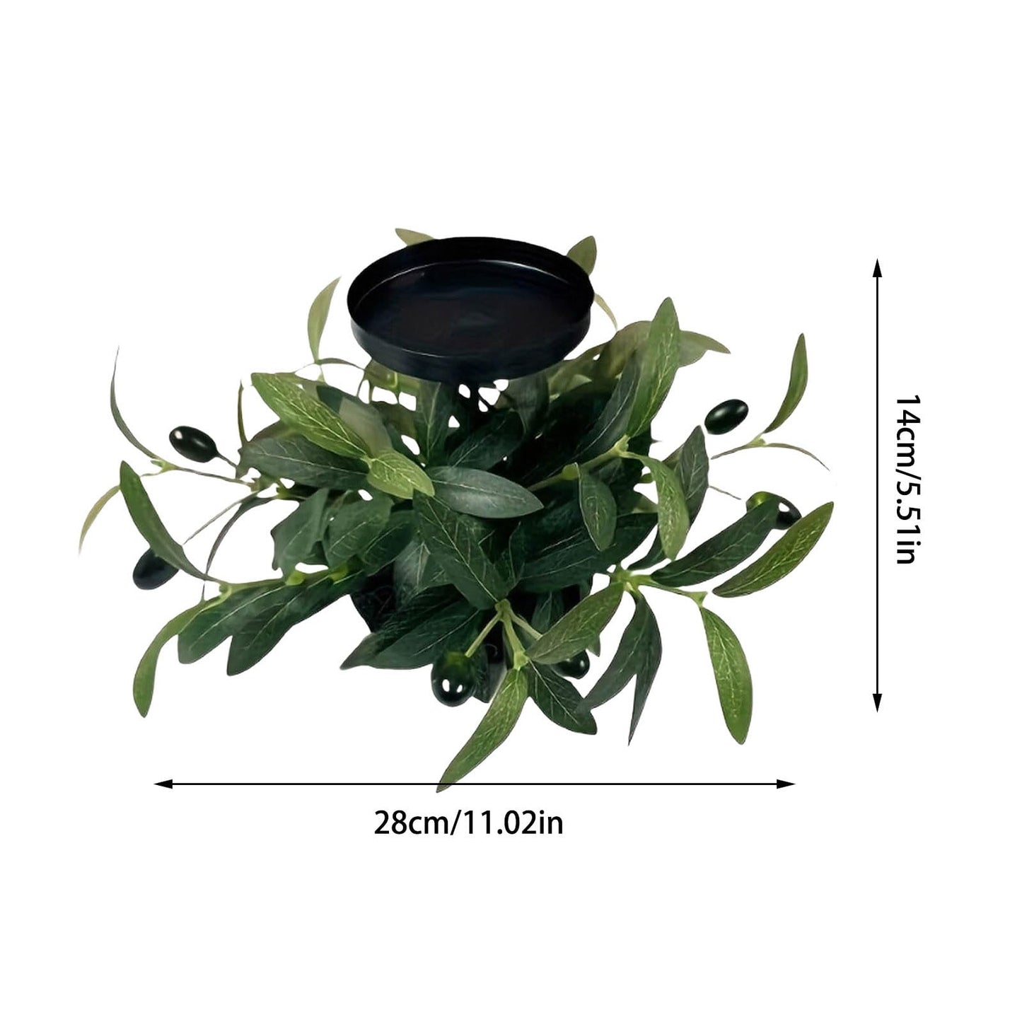 Mini Halloween Wreaths with Plastic Candle Holder, 5.5" Artificial Black Maple Leaves Candle Wreath Floral Twig Candleholder Wreath for Table Centerpieces Decorations