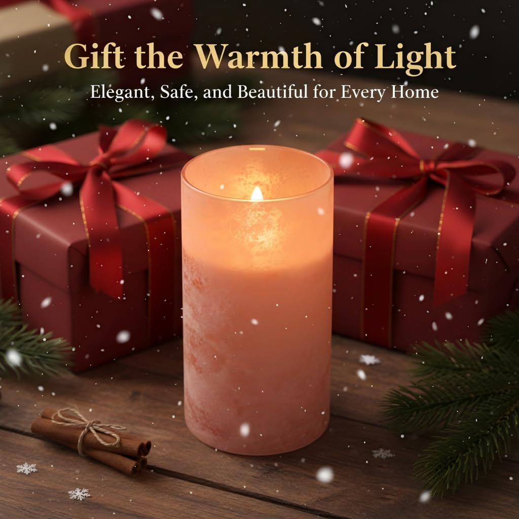 ANGELLOONG Orange Flameless Candles with Remote for Fall Decor, Burnt Orange Real Wax LED Pillar Lights, Flickering Battery Operated Fake Candles for Halloween Christmas Decor