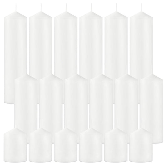 CCXTNQS 18 Pcs White Pillar Candles, 3 Size Set 2 x 3/6/8 Inch Unscented Dripless Smokeless Long Burning Candles for Wedding Decor, Candle Centerpieces for Tables, Home and Holiday Display Bulk