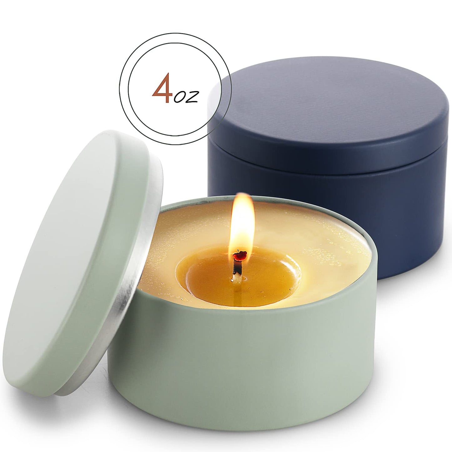 Hearth & Harbor Tin Candle Jars for Making Candles - DIY Candle Containers with Lids - Metal Candle Jars - Bulk Tins Storage for Candle (12, Navy and Sage)